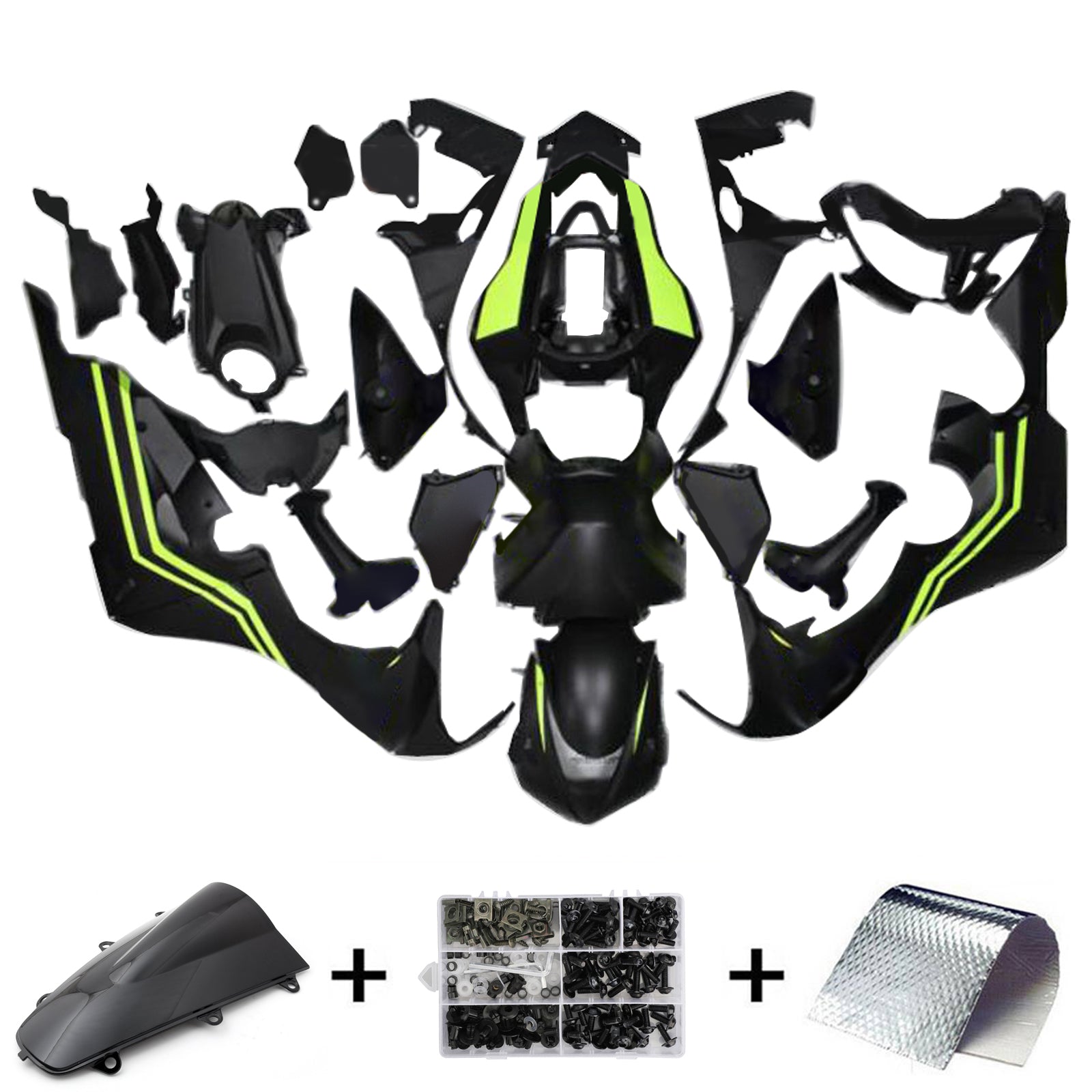 Amotopart 2017-2025 CBR1000RR Honda Black & Neon Yellow Fairing Kit