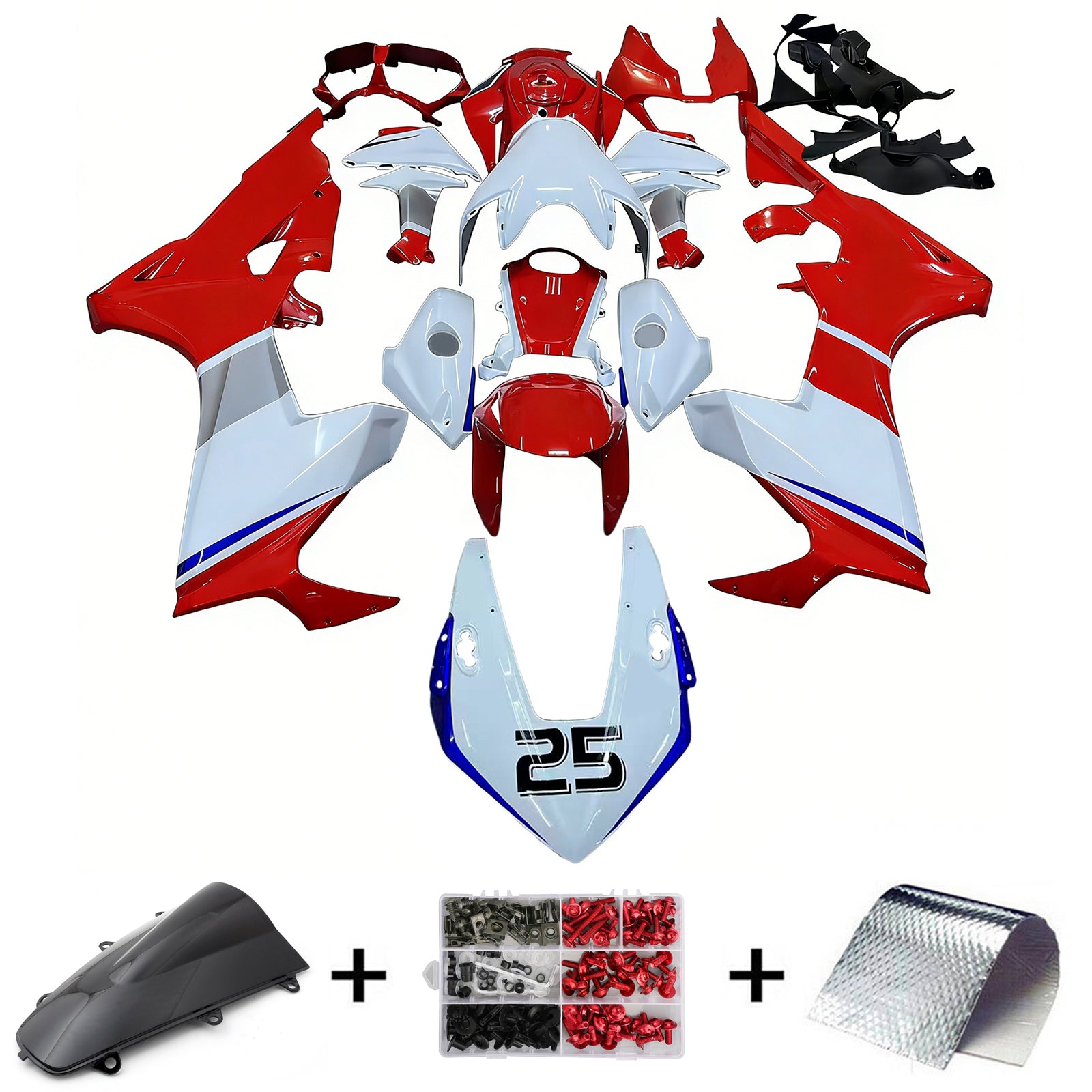 Amotopart 2017-2023 CBR1000RR Honda Kit de carenado con logotipo rojo y blanco