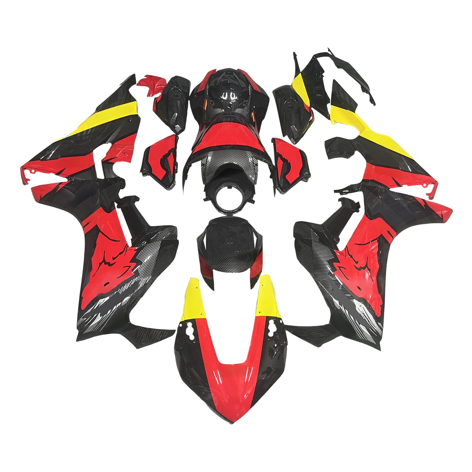 Amotopart Honda CBR1000RR Rouge 2017-2023 & Kit de carénage à motif en fibre de carbone