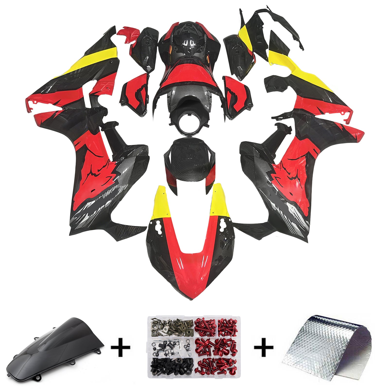 Amotopart 2017-2025 Honda CBR1000RR Red & Carbon Fiber Pattern Fairing Kit
