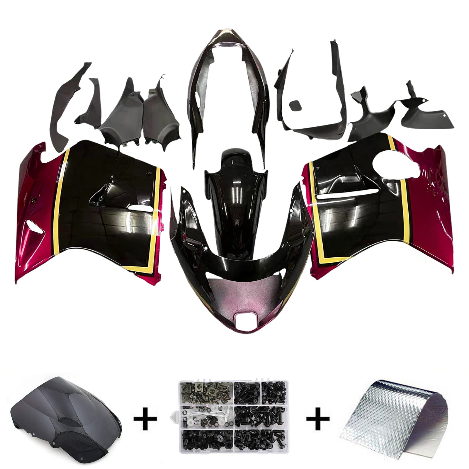 Amotopart 1996-2007 Honda CBR1100XX SuperBlackBird Fairing Red&Black Kit