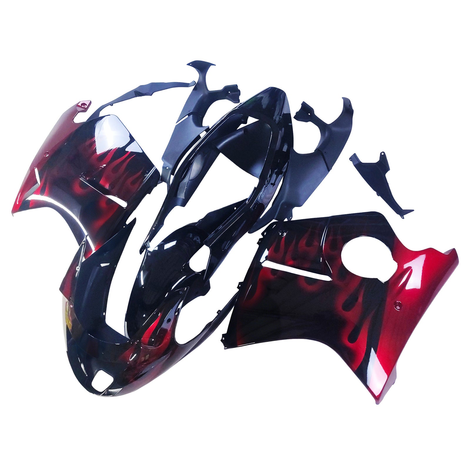 Amotopart 1996-2007 Honda CBR1100XX Super Blackbird Fairing Gloss Black & Red Fire Kit