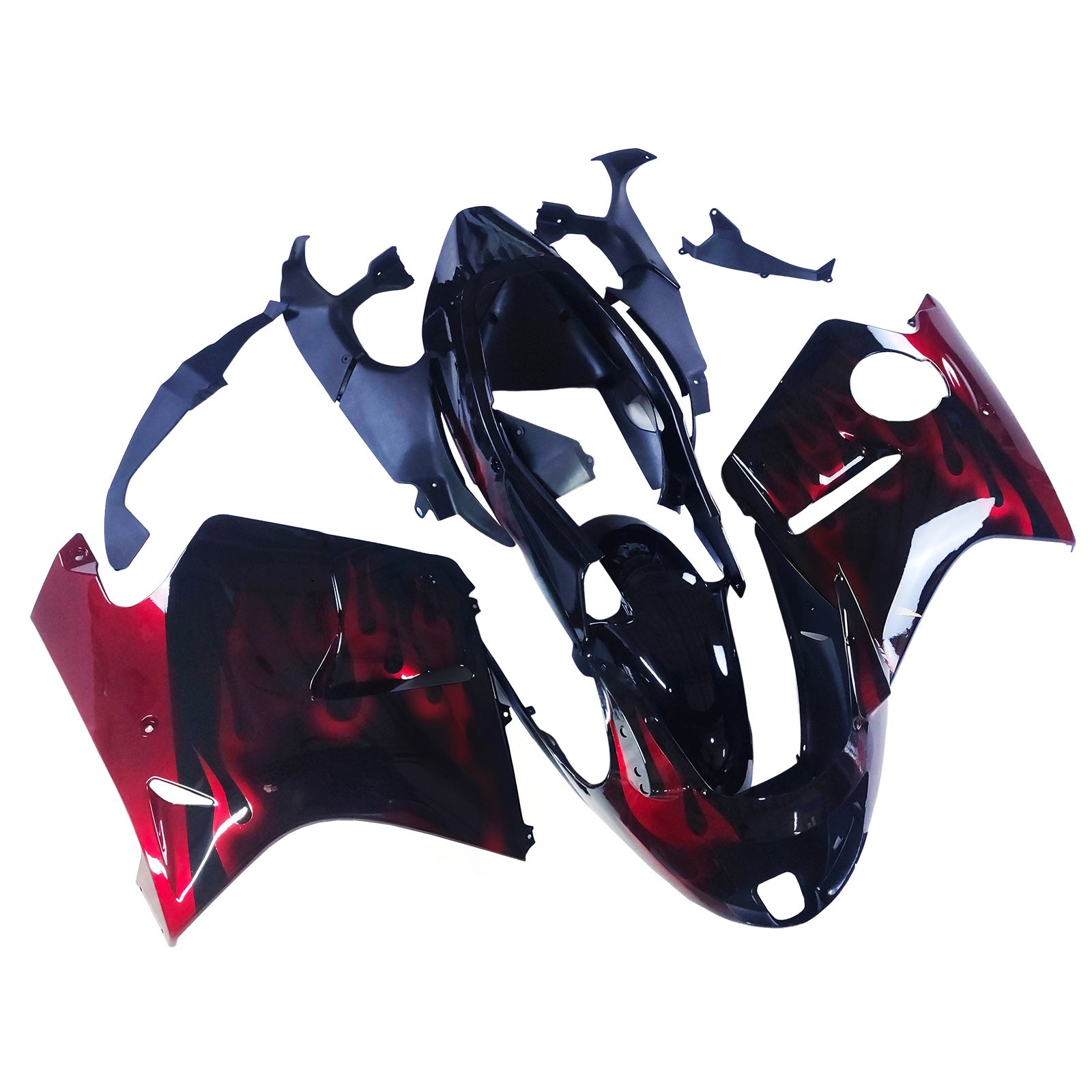 Amotopart 1996-2007 Honda CBR1100XX Super Blackbird Fairing Gloss Black & Red Fire Kit