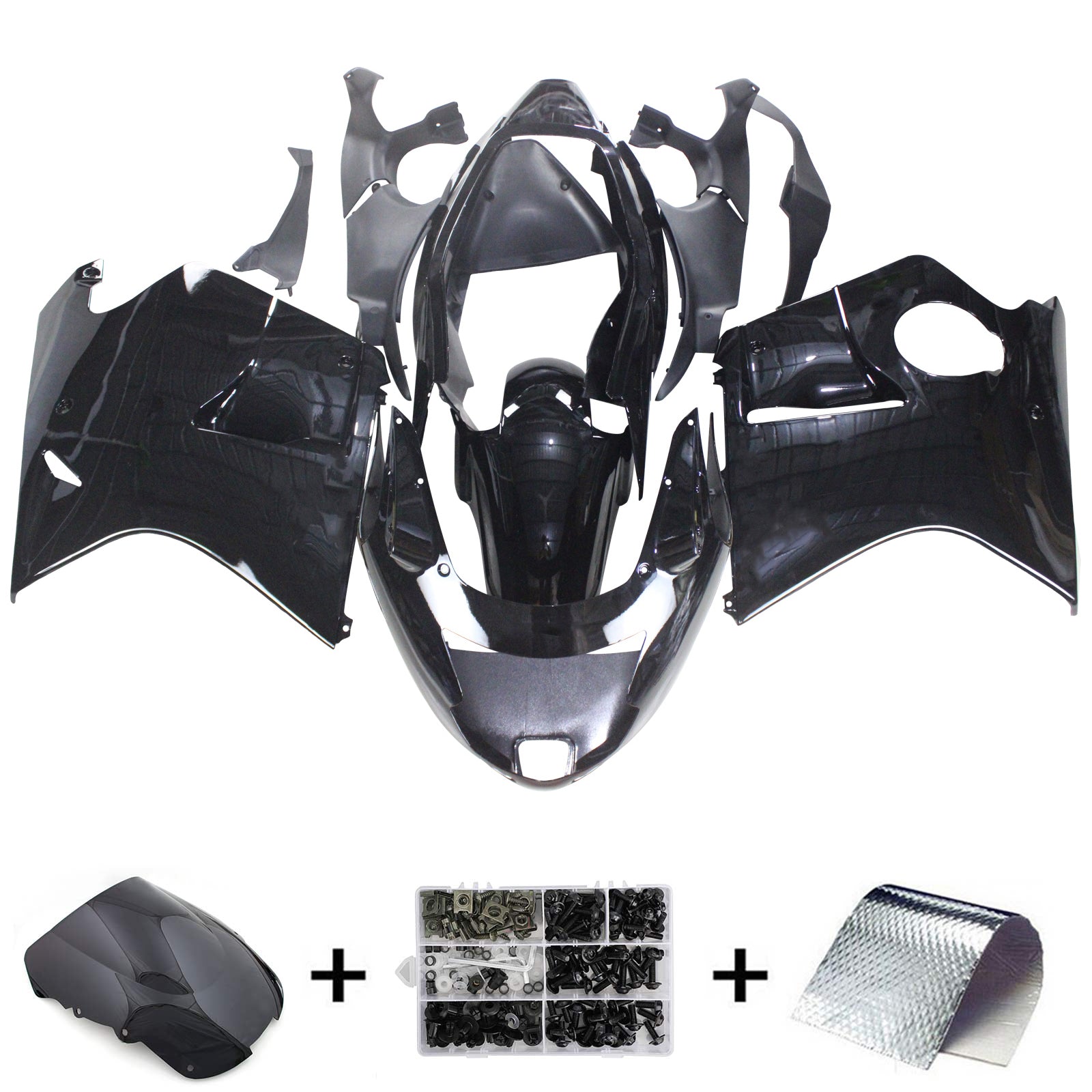 Amotopart 1996-2007 Honda CBR1100XX SuperBlackbird Fairing Blosy Black Kit