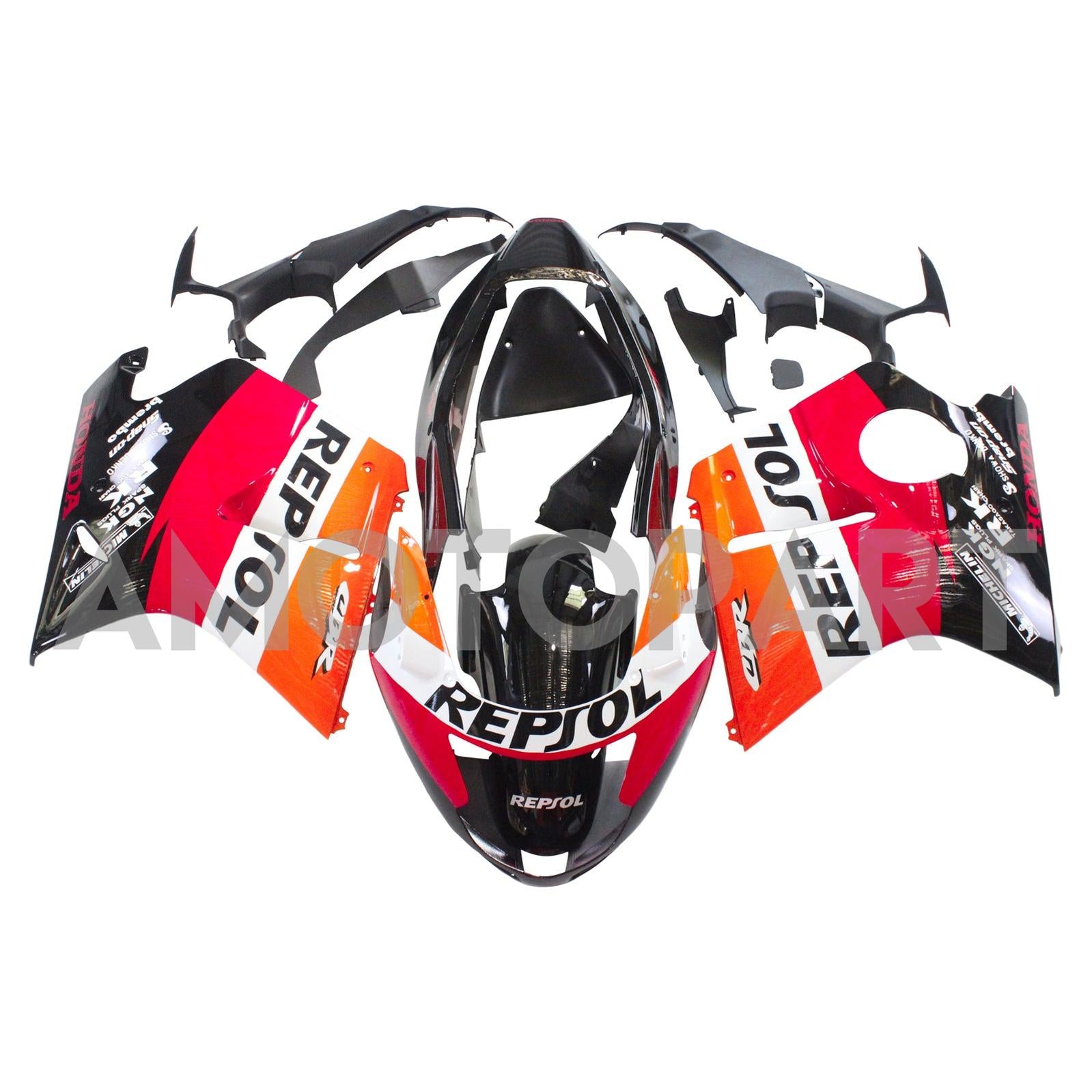 Amotopart 1996-2007 Honda CBR1100XX SuperBlackBird Fairing Red&Orange Kit
