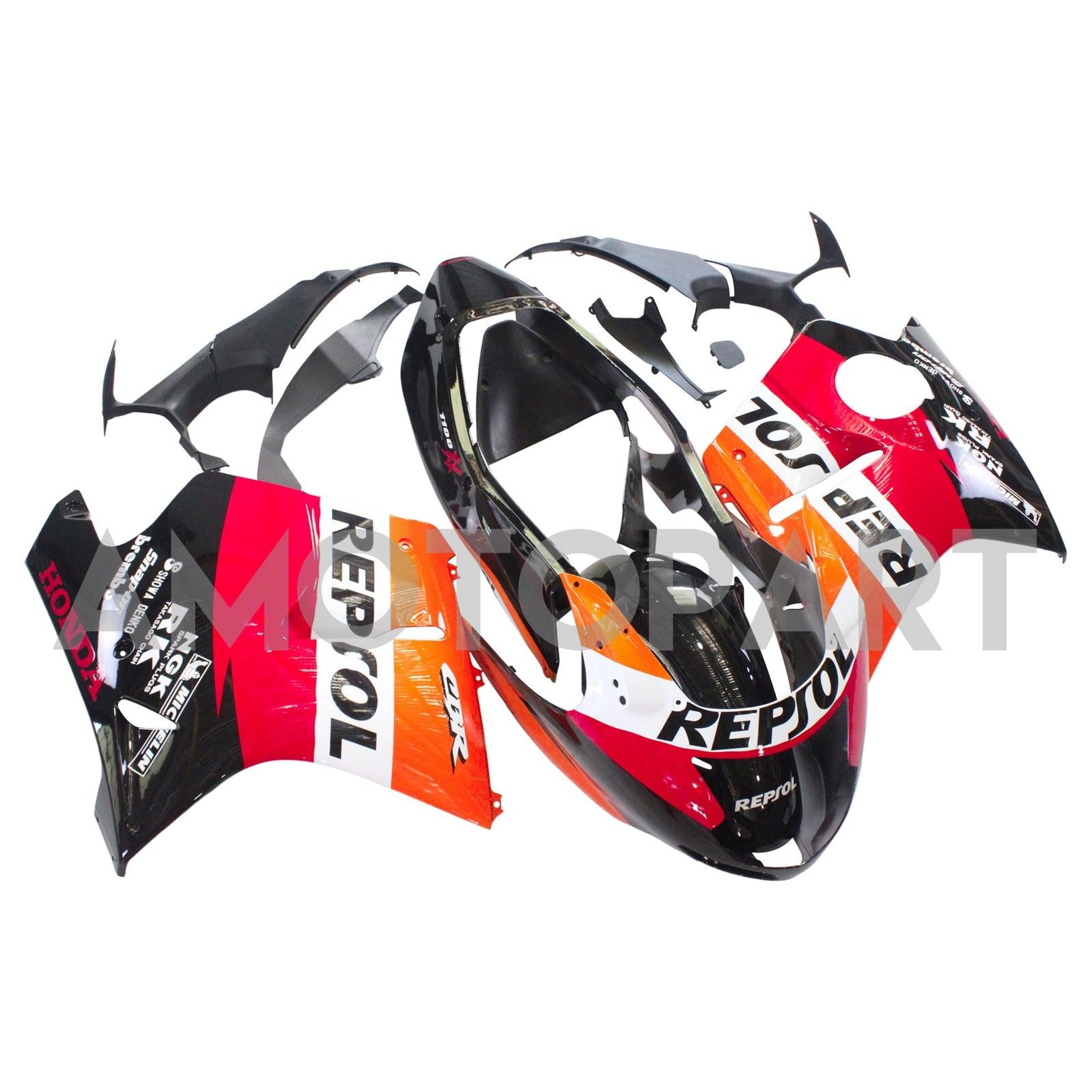 Amotopart 1996-2007 Honda CBR1100XX SuperBlackBird Fairing Red&Orange Kit