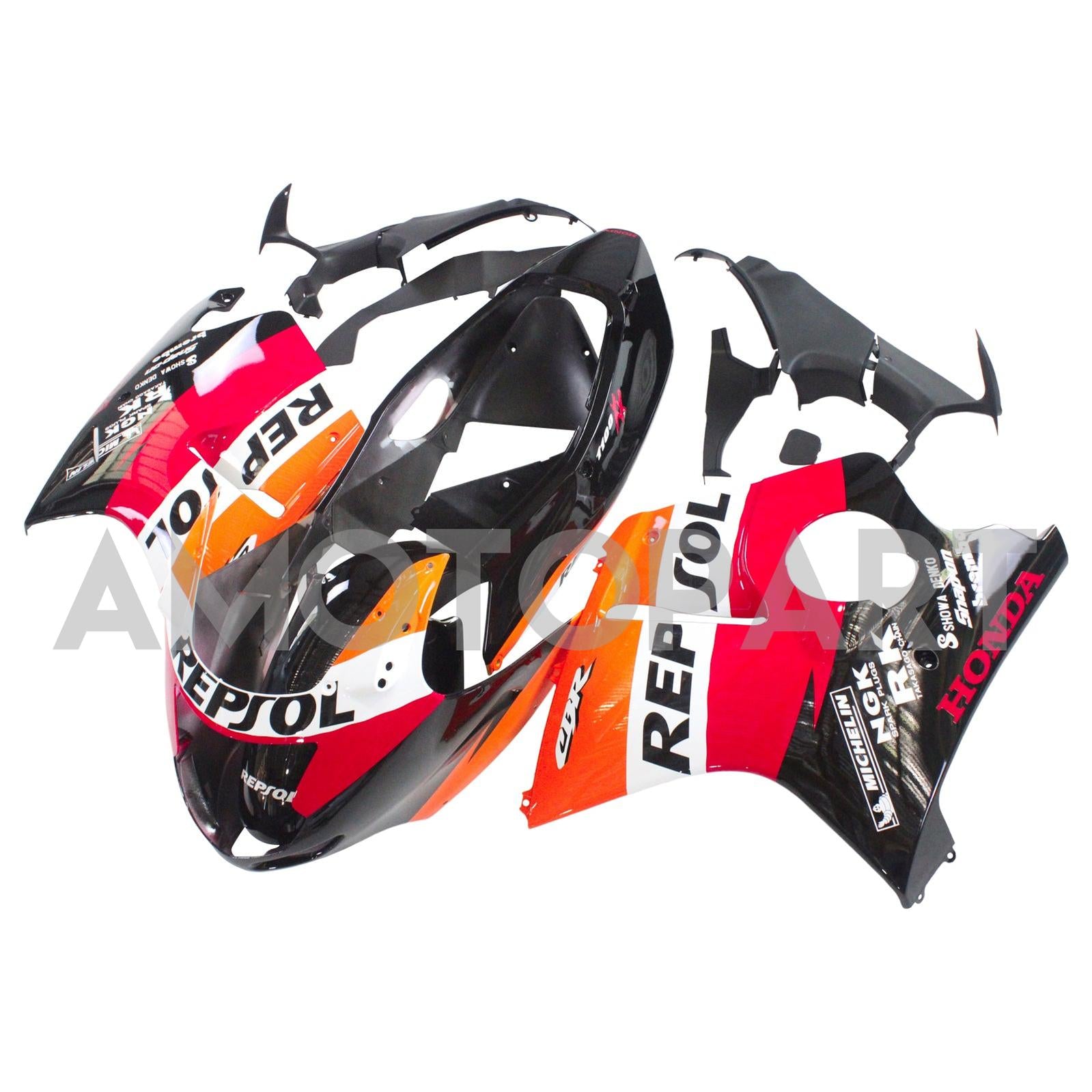 Amotopart 1996-2007 Honda CBR1100XX SuperBlackBird Fairing Red&Orange Kit