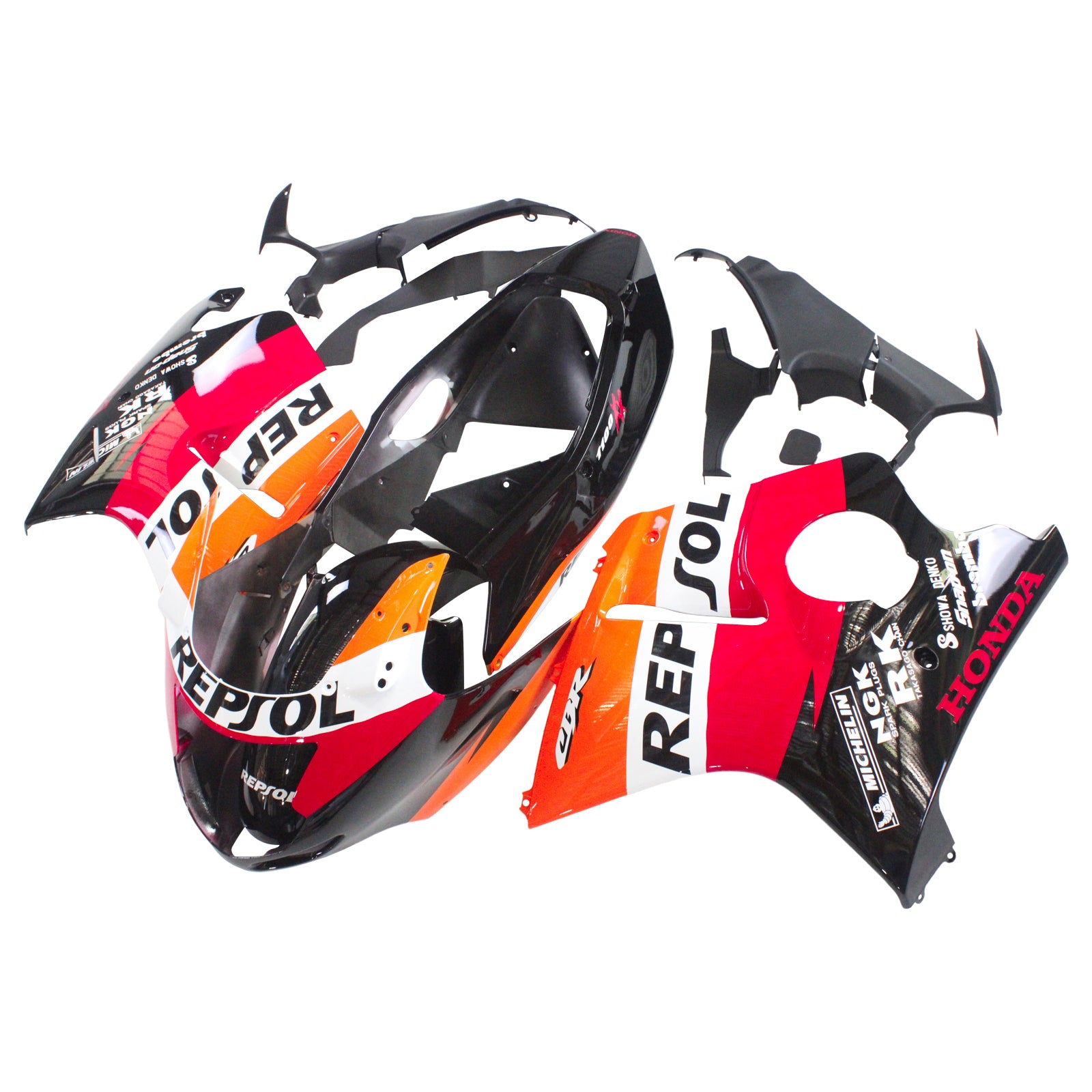 Amotopart 1996–2007 Honda CBR1100XX SuperBlackBird Verkleidung, Rot&Orange Kit