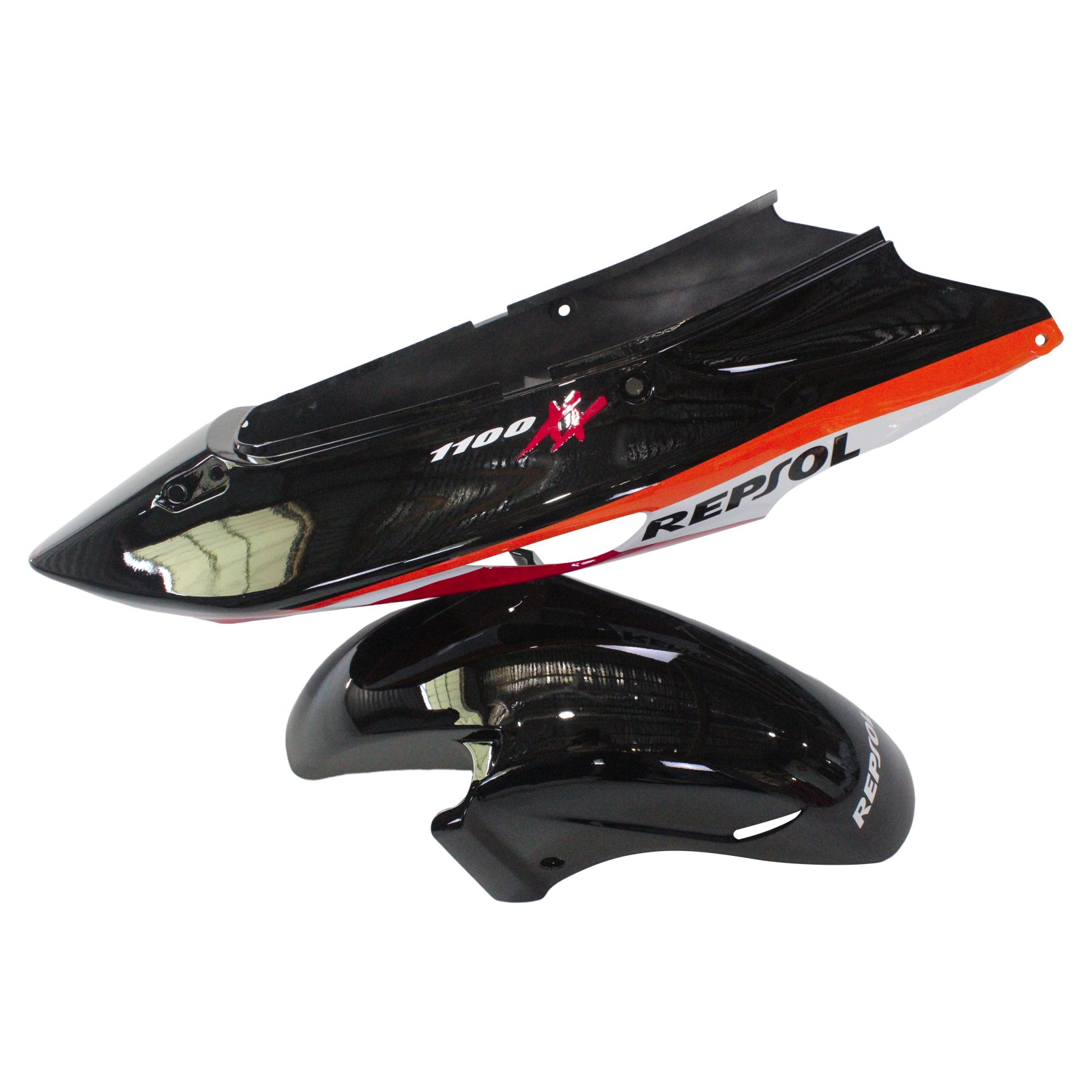 Amotopart 1996–2007 Honda CBR1100XX SuperBlackBird Verkleidung, Rot&Orange Kit