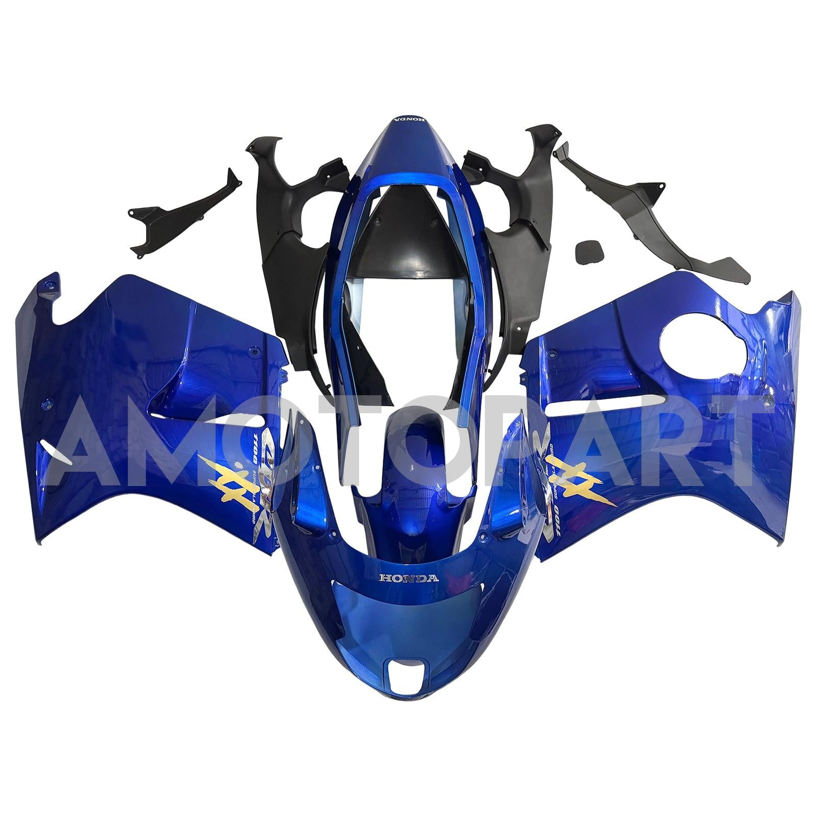 Amotopart 1996–2007 Honda CBR1100XX SuperBlackBird Verkleidungsset in glänzendem Blau