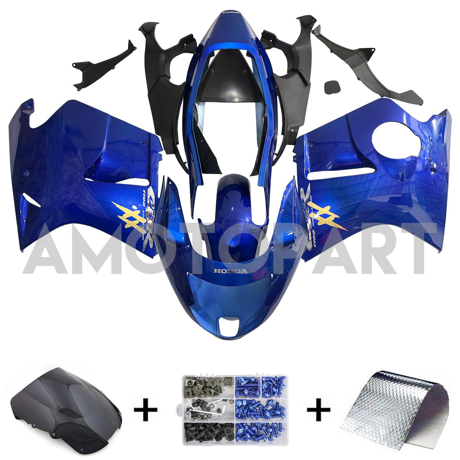 Amotopart 1996-2007 Honda CBR1100XX SuperBlackBird Fairing Glossy Blue Kit
