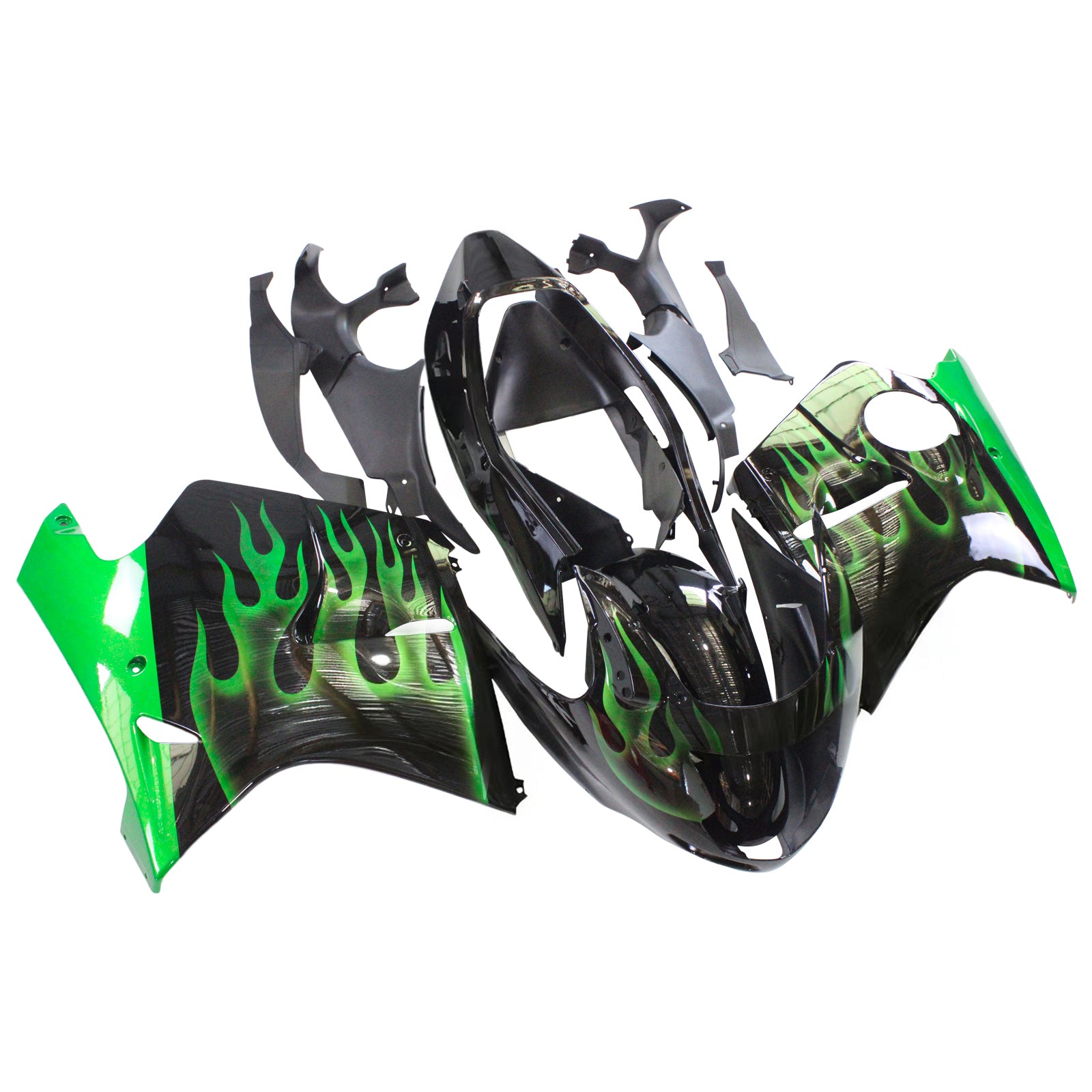 Amotopart 1996-2007 Honda CBR1100XX SuperBlackbird Fairing Green & Black Kit
