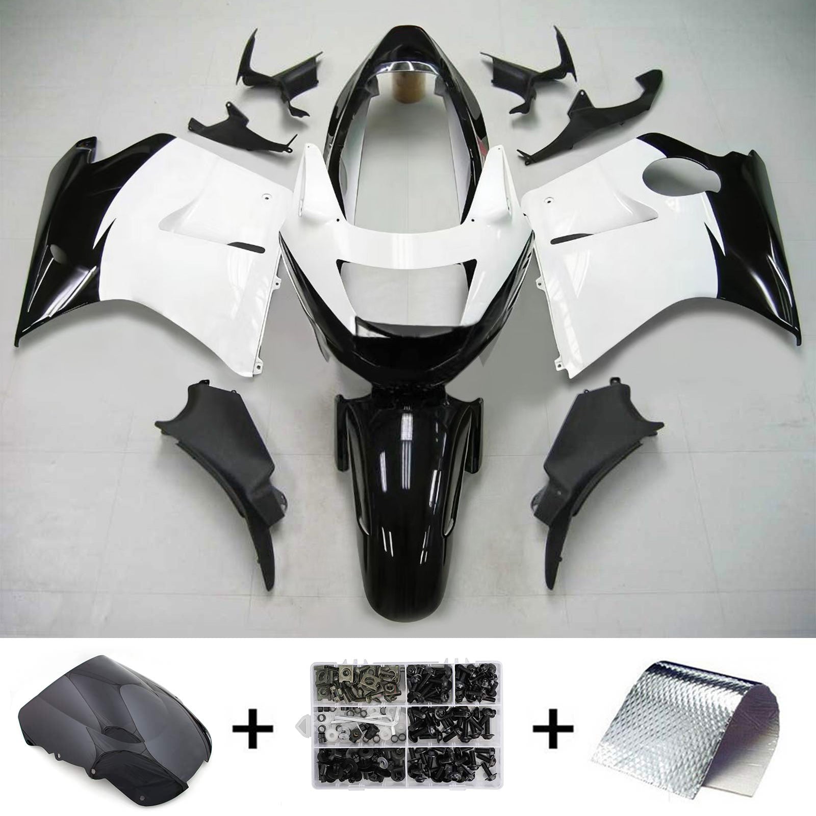 Amotopart 1996-2007 Honda CBR1100XX SuperBlackBird Fairing White&Black Repjol Kit
