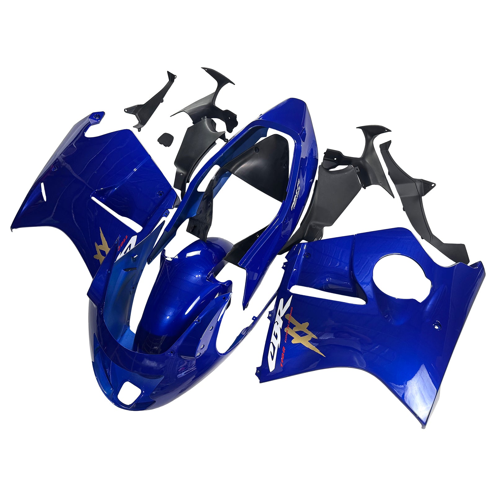 Amotopart 1996-2007 CBR1100XX SuperBlackBird Honda Blue with Yellow Logo Fairing Kit