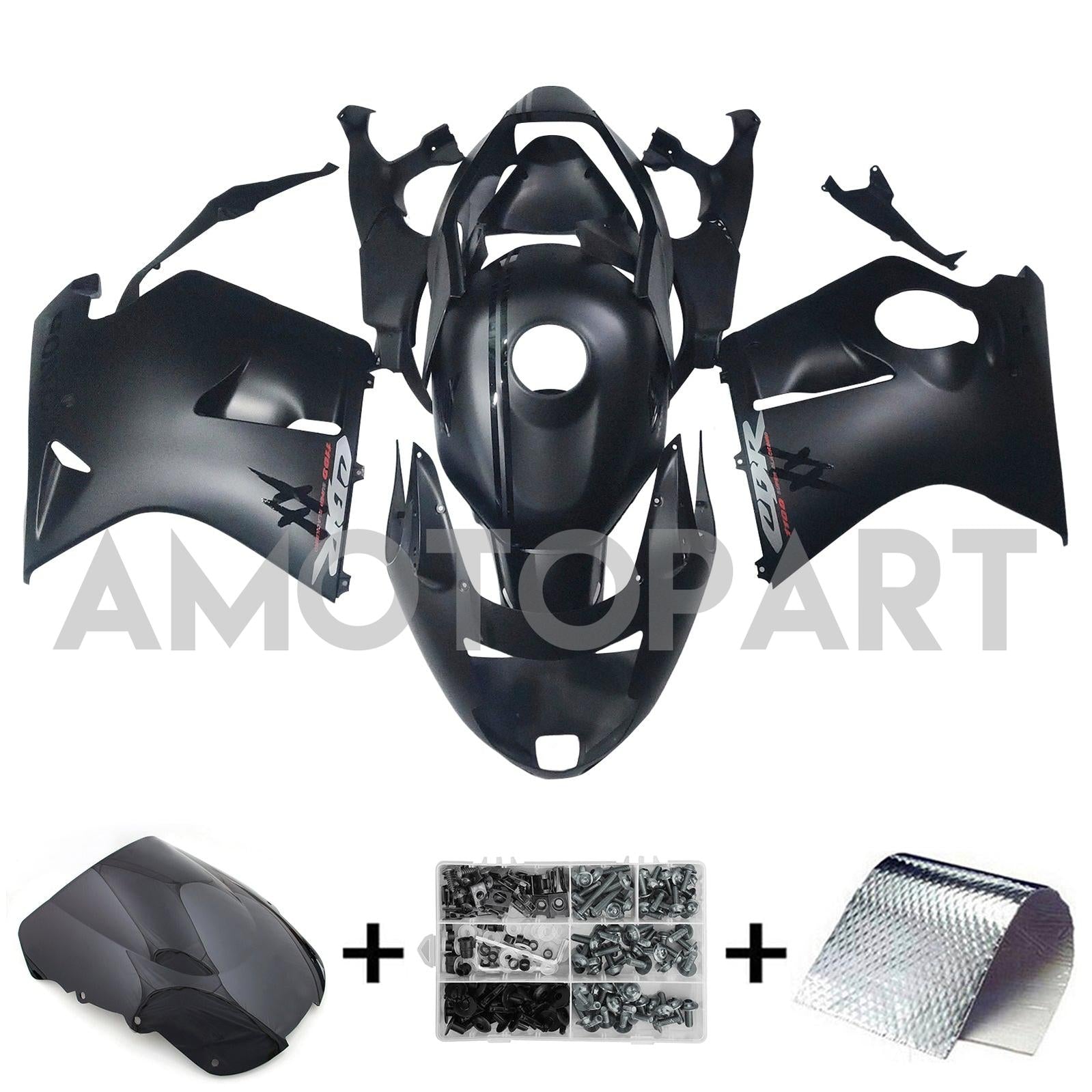 Amotopart 1996-2007 CBR1100XX SuperBlackBird Honda Dark Grey Fairing Kit