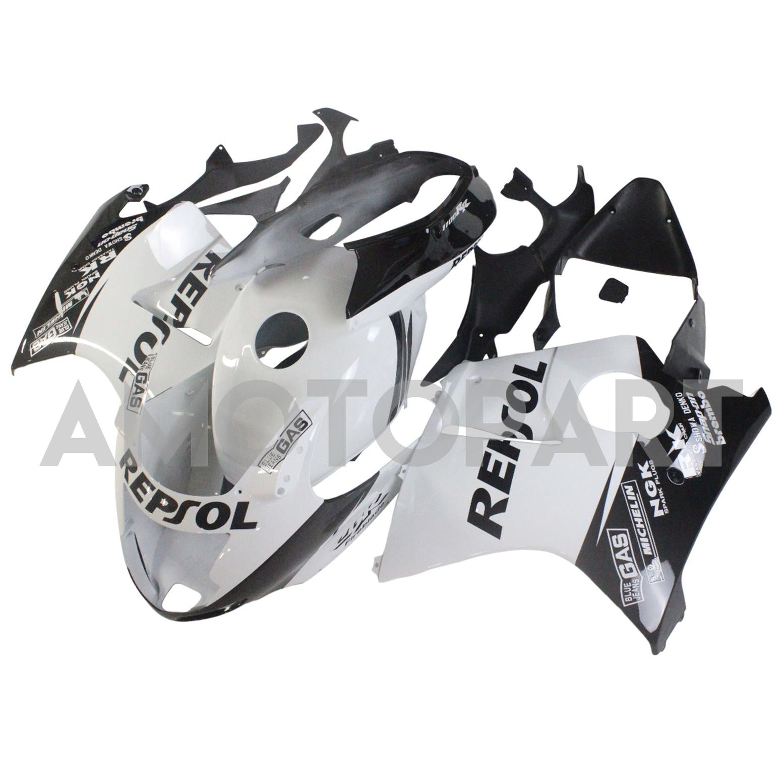Amotopart 1996-2007 CBR1100XX SuperBlackBird Honda Schwarz&Repjol Verkleidungssatz (weiß)