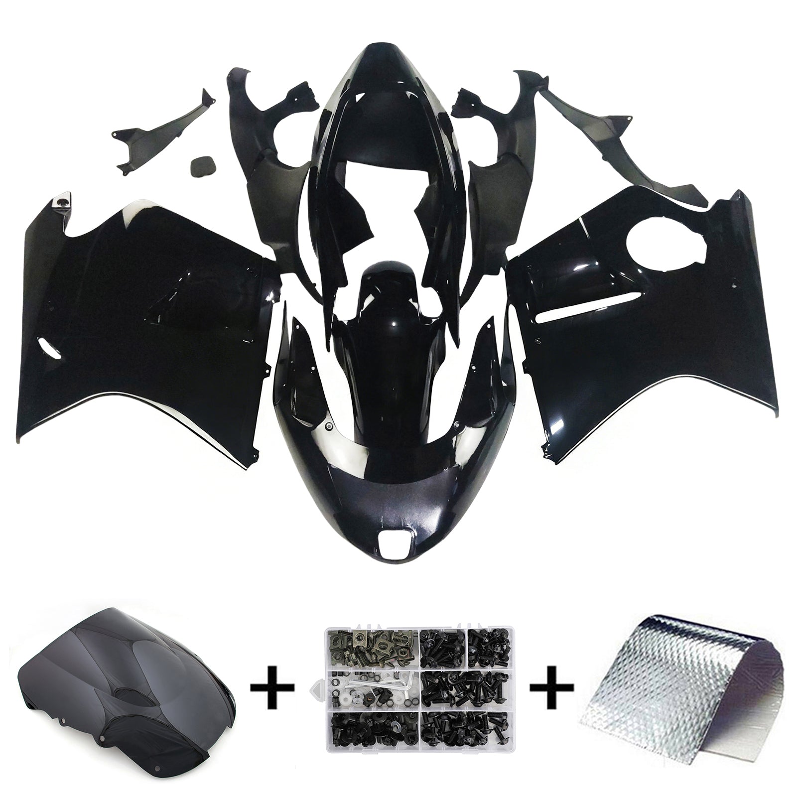 Amotopart 1996-2007 CBR1100XX SuperBlackBird Honda Black Fairing Kit