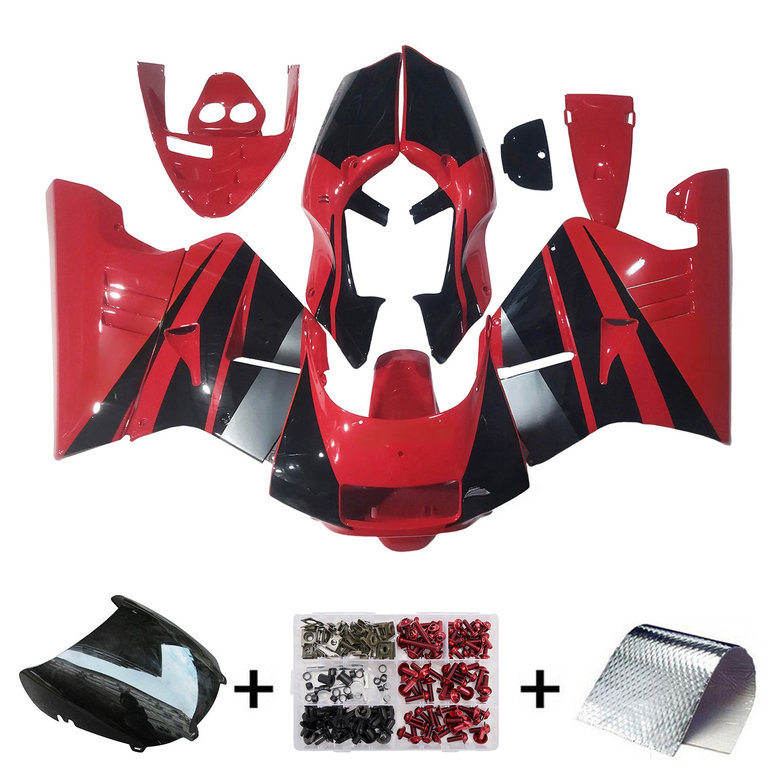 Amotopart 1990-1993 Honda NSR250 PGM-3 Red Black Fairing Kit
