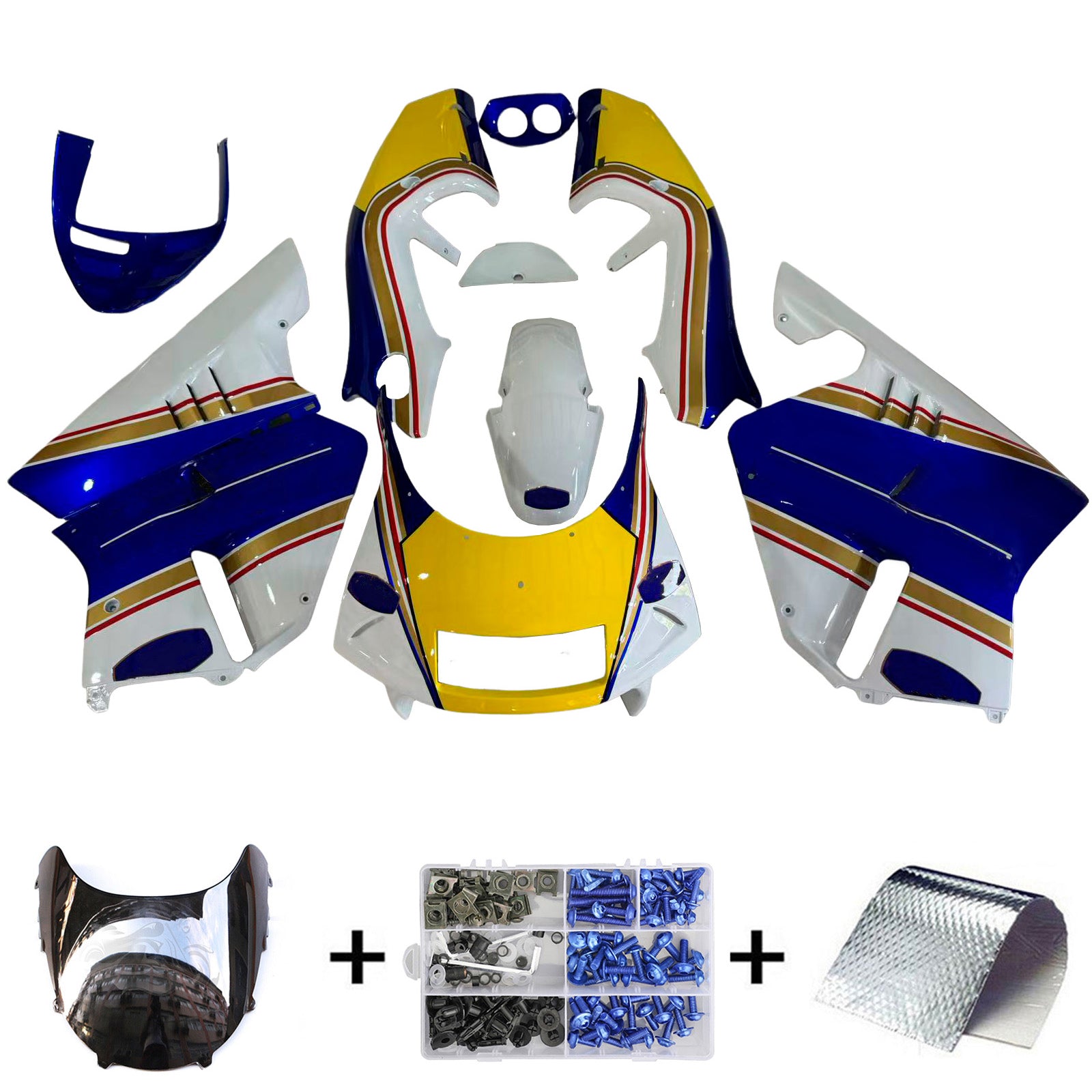 Amotopart 1994-1996 Honda NSR250 PGM-4 FAIRING BLÅ & GUL KIT