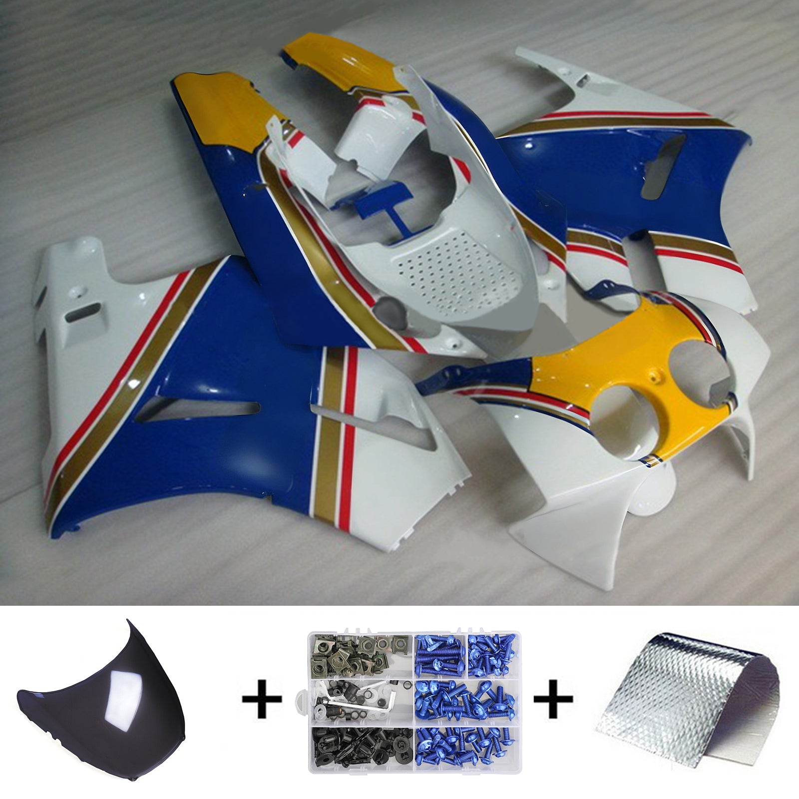 Amotopart 1988-1992 Honda VFR400R NC30 Fairing Blue&Yellow Kit