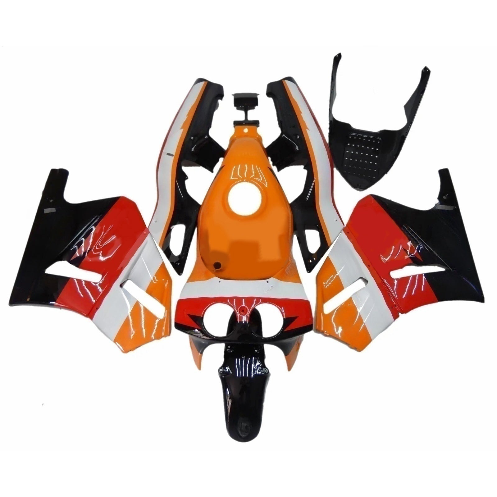 Amotopart 1988-1992 Honda VFR400R NC30 Black Orange Red White Fairing Kit