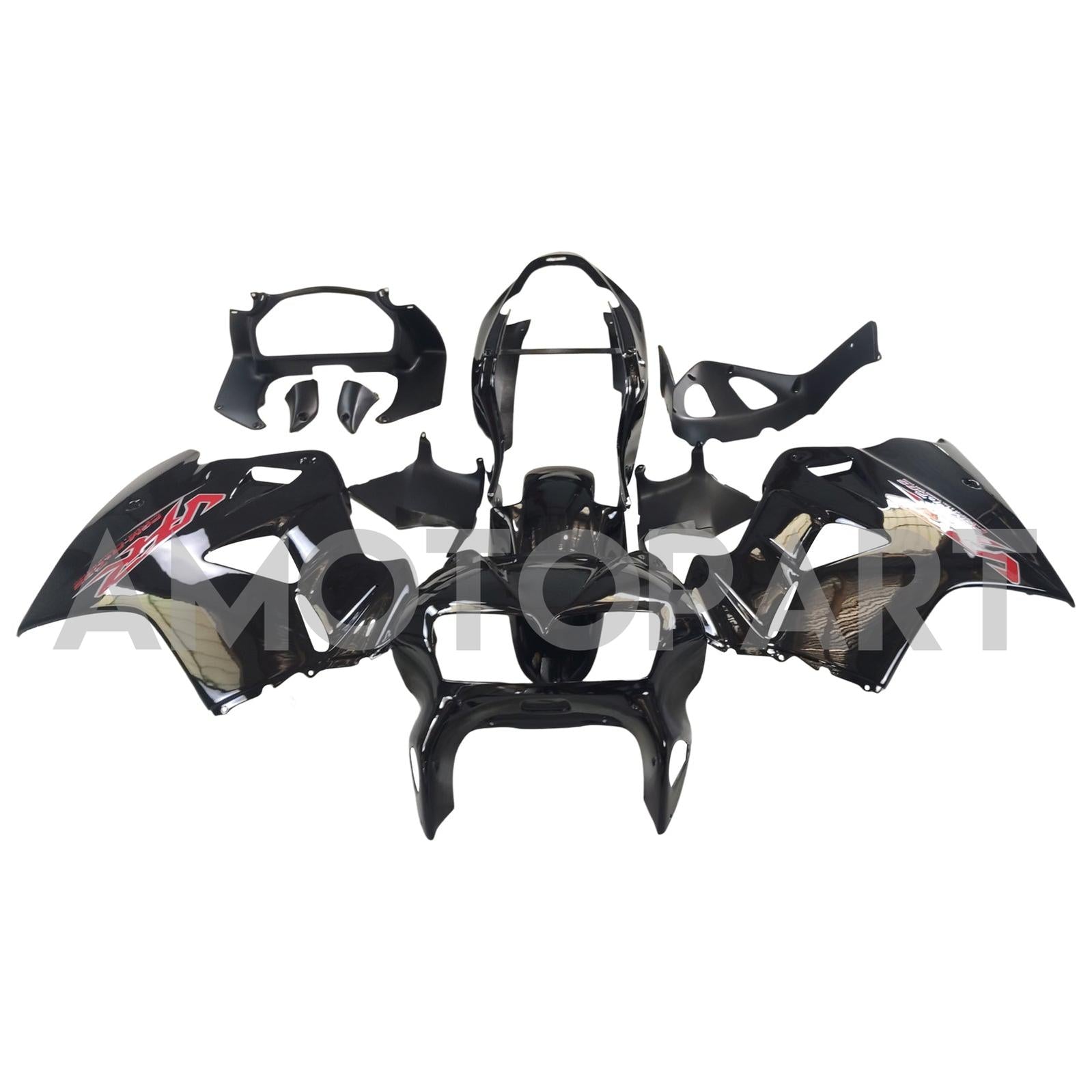 Amotopart 1998-2001 Honda VFR800 Fairing Glossy Black&Red logo Kit