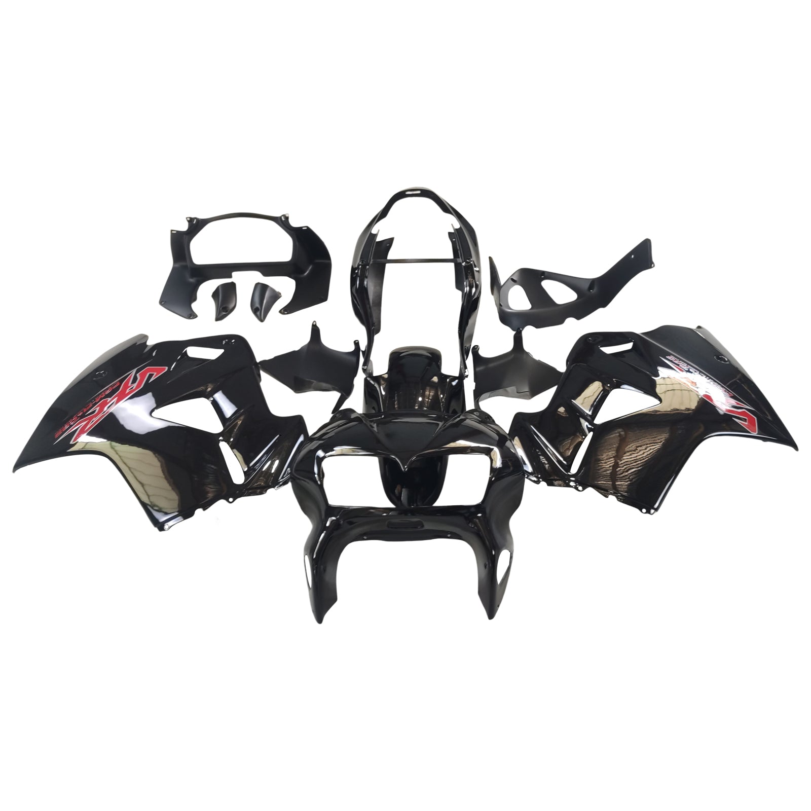 Amotopart 1998-2001 Honda VFR800 Fairing Glossy Black&Red logo Kit