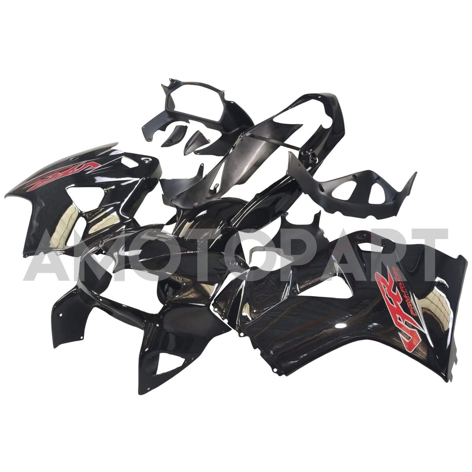Amotopart 1998-2001 Honda VFR800 Fairing Glossy Black&Red logo Kit