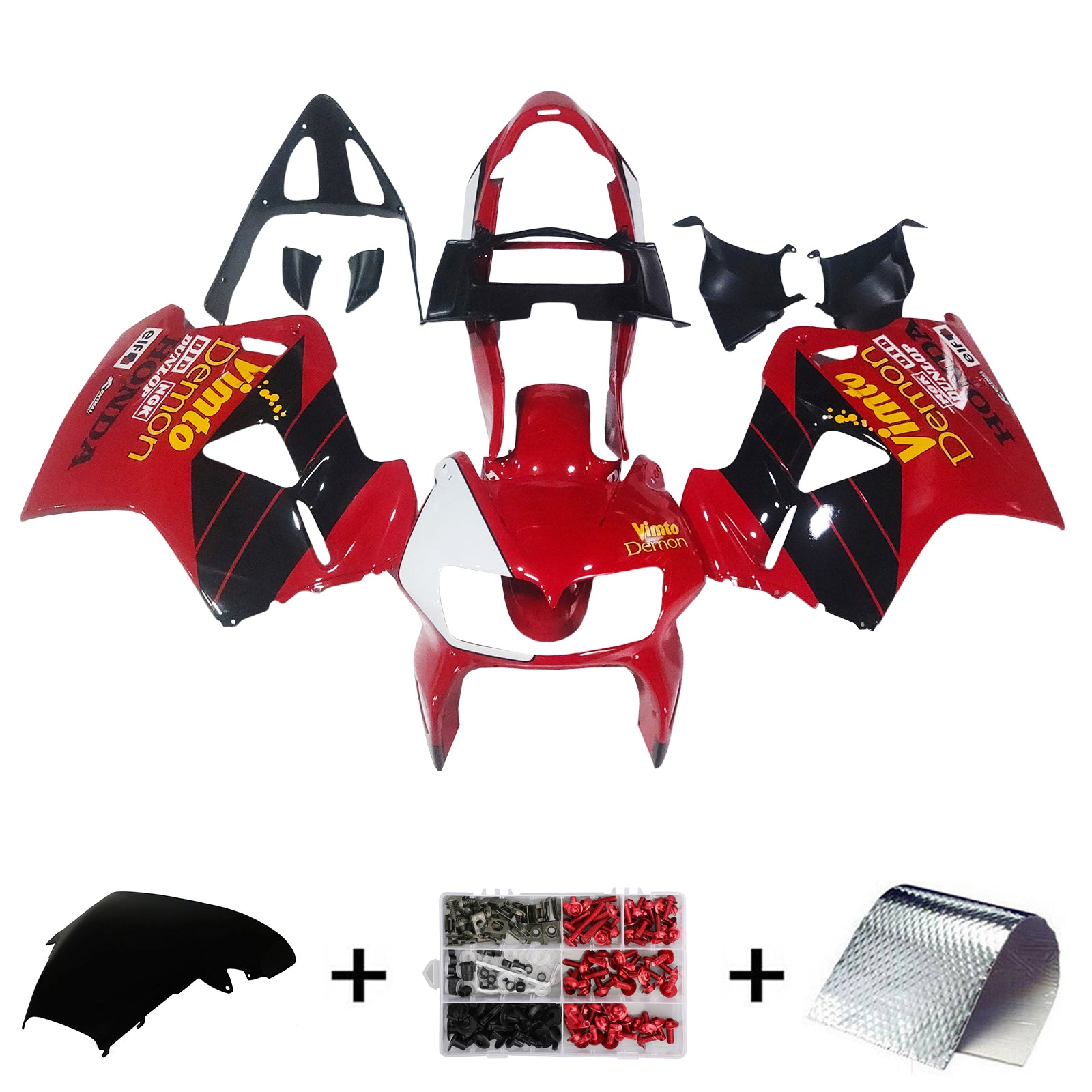Amotopart 1998-2001 Honda VFR800 Red Black Fairing Kit