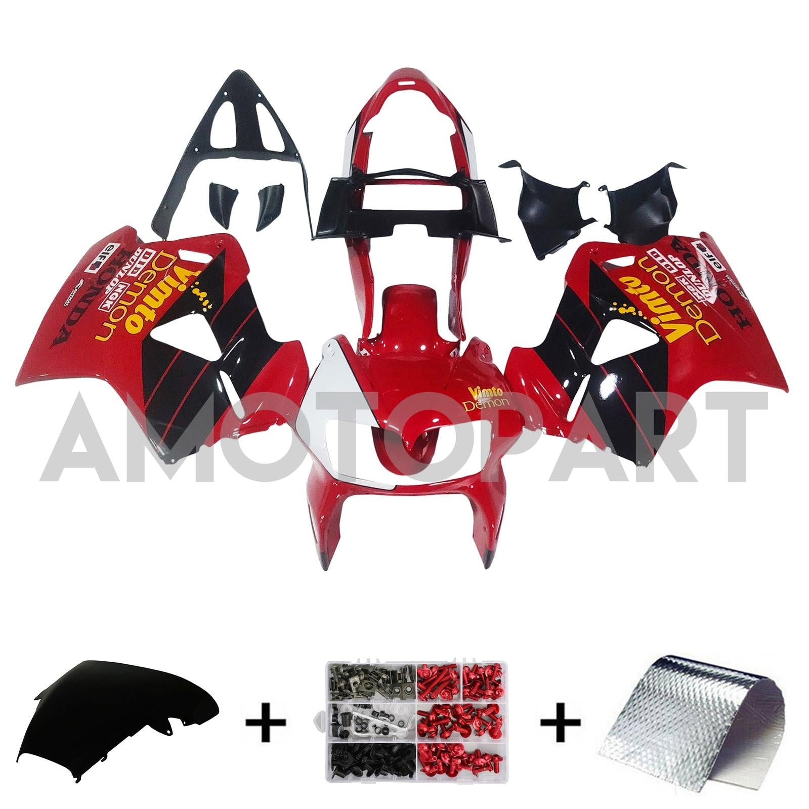 Amotopart 1998-2001 Honda VFR800 Red Black Fairing Kit