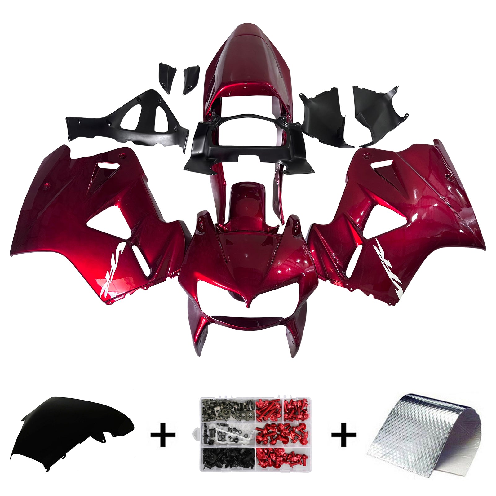 Amotopart 1998-2001 Honda VFR800 Red Black Fairing Kit