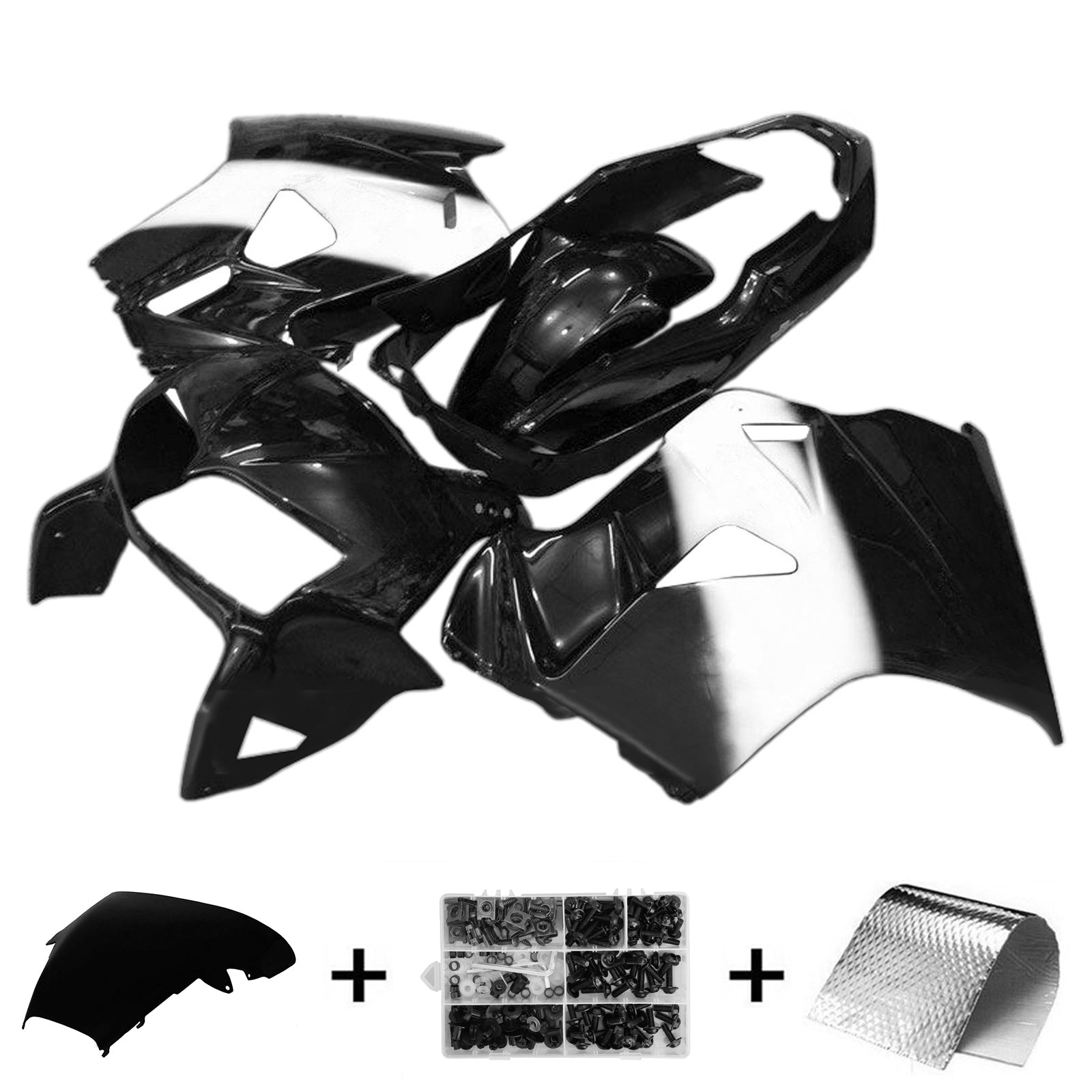 Amotopart 1998-2001 Honda VFR800 Black White Fairing Kit