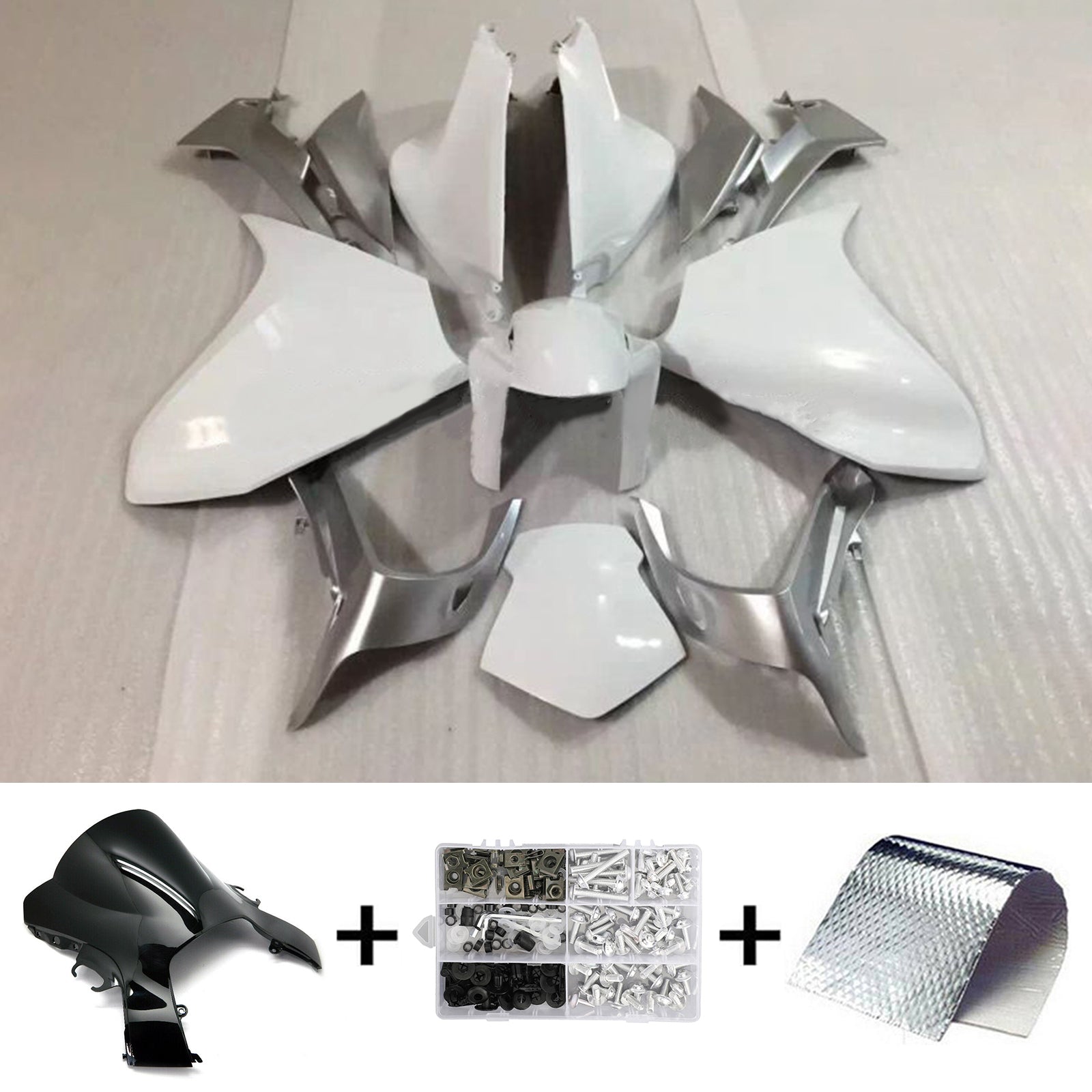Amotopart 2010-2013 VFR1200 Honda White & Silver Fairing Kit