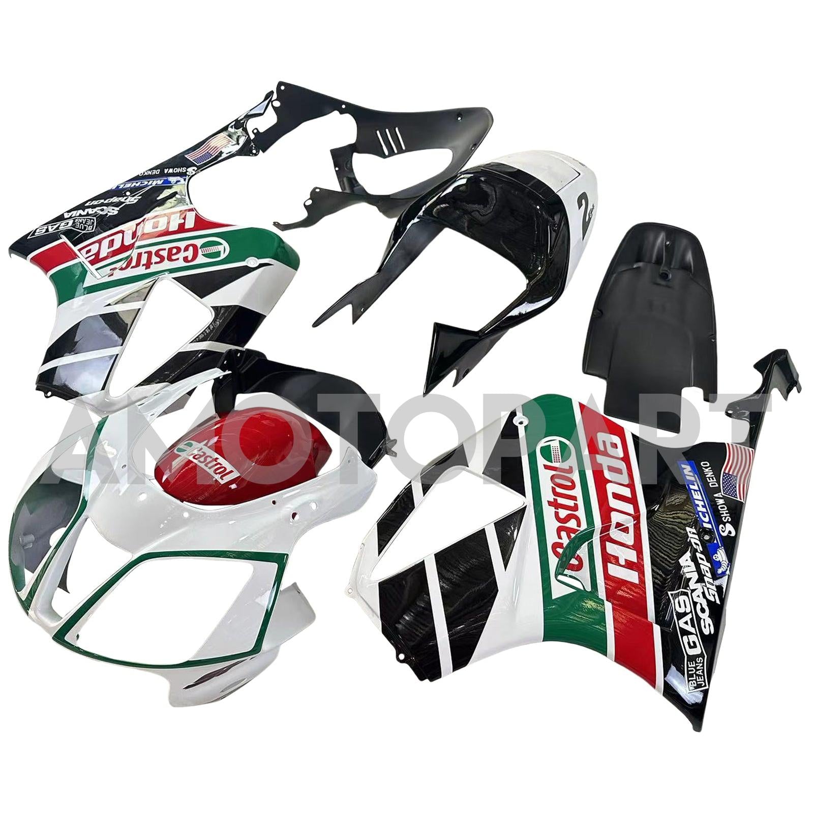 Amotopart 2000-2006 ホンダ VTR1000 RC51 フェアリング マルチカラー カストロール キット