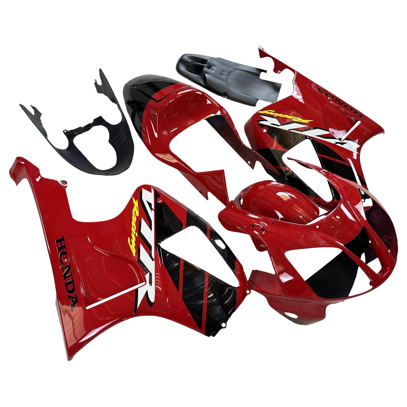 Amotopart 2000–2006 Honda VTR1000 RC51 Verkleidung, Schwarz&Rotes Kit