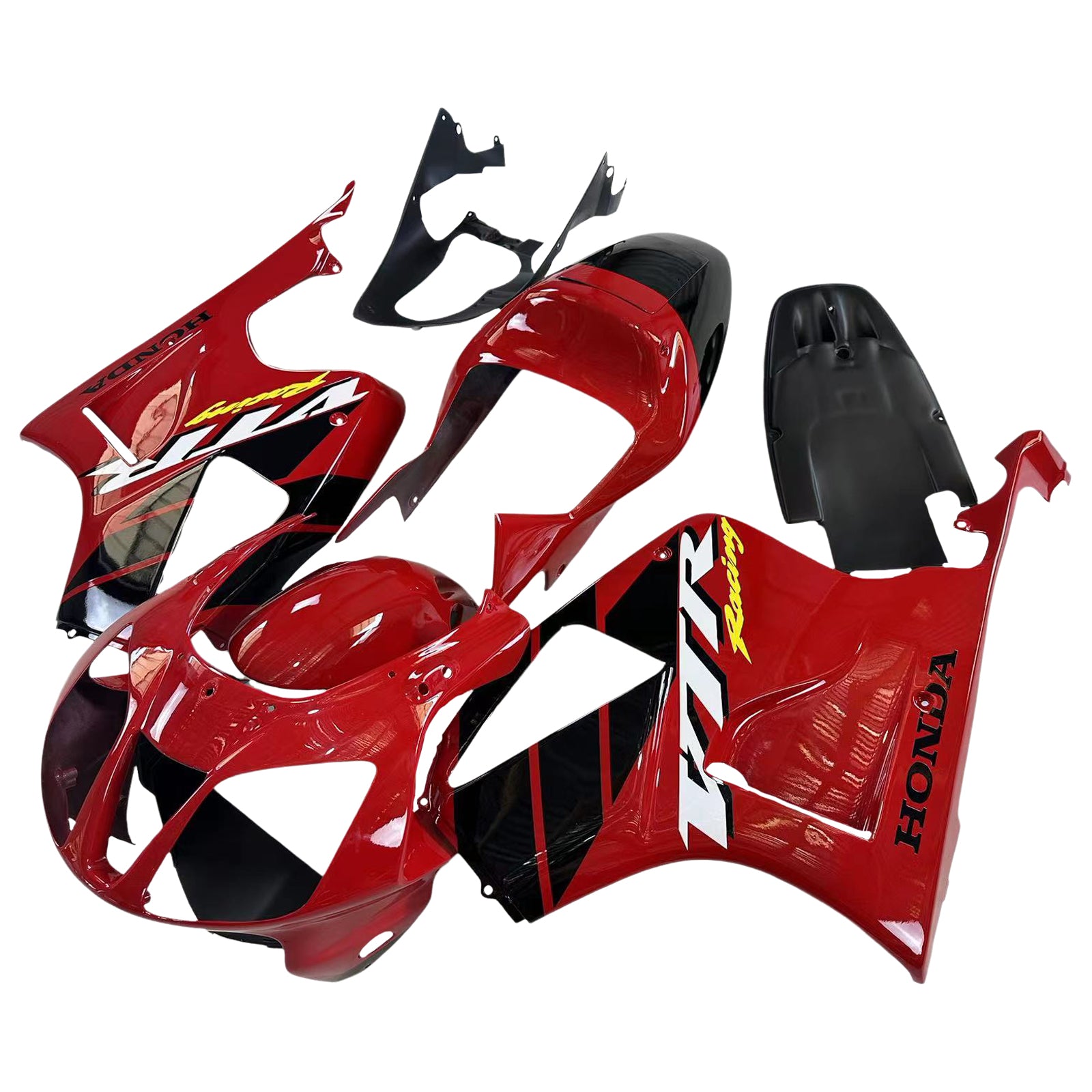 Amotopart 2000–2006 Honda VTR1000 RC51 Verkleidung, Schwarz&Rotes Kit