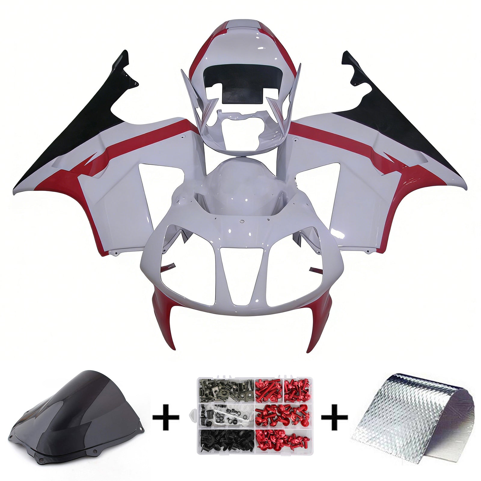 Amotopart 2000-2006 Honda VTR1000 RC51 White Black Red Fairing Kit