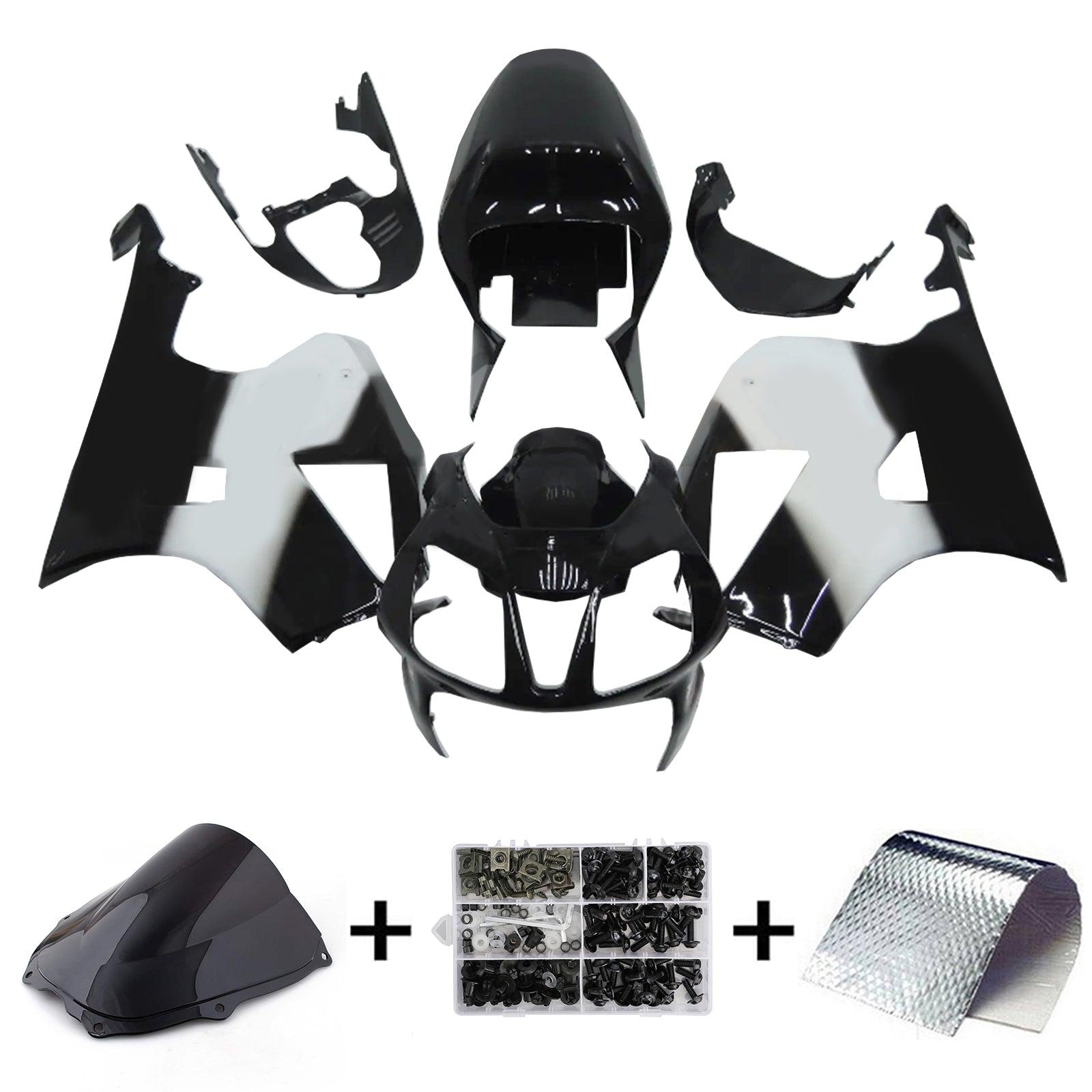 Amotopart 2000-2006 Honda VTR1000 RC51 Kit de carenado negro blanco y logotipo