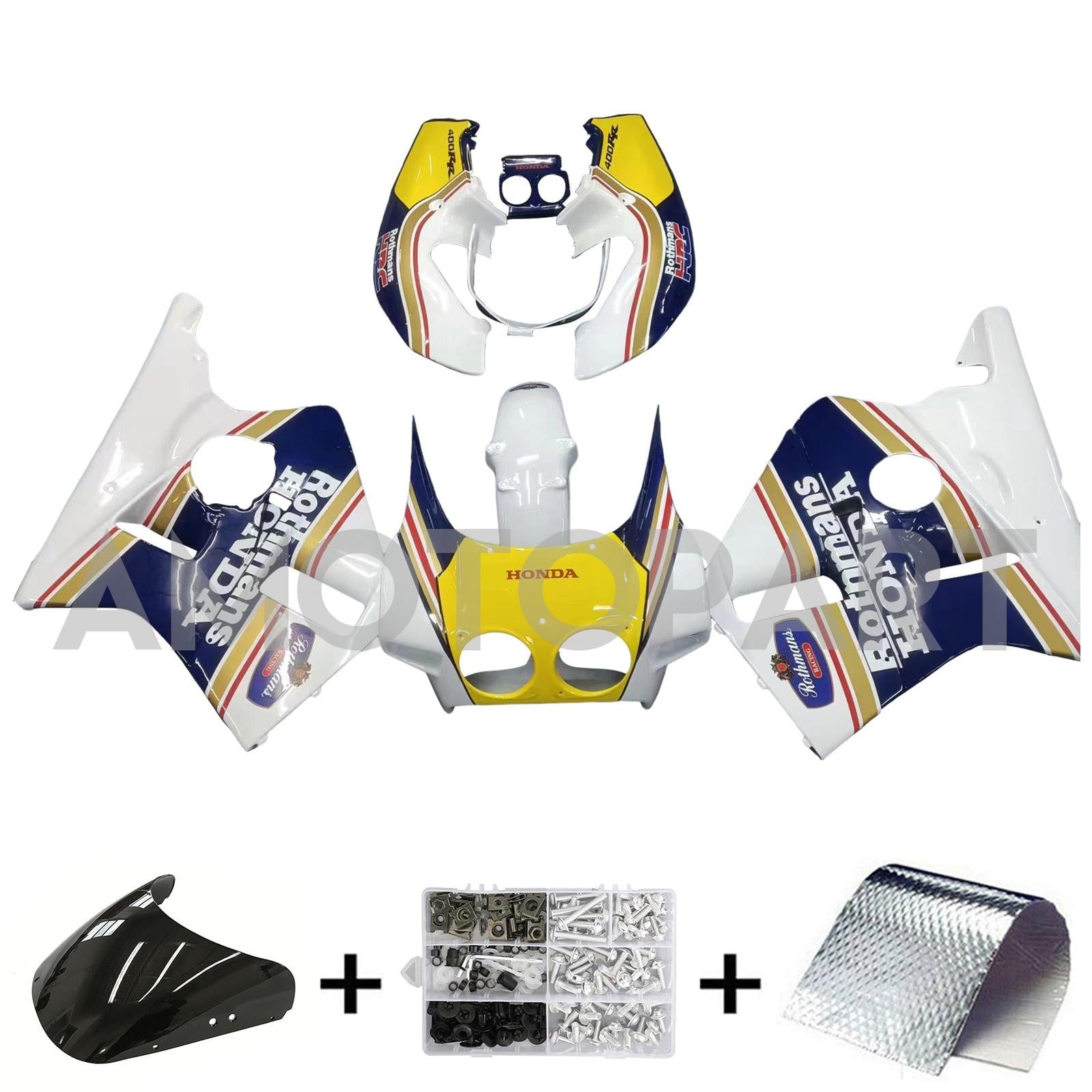 Amotopart Verkleidung für Honda CBR400RR NC23 (1987–1989), gelb&Blaues Trikot