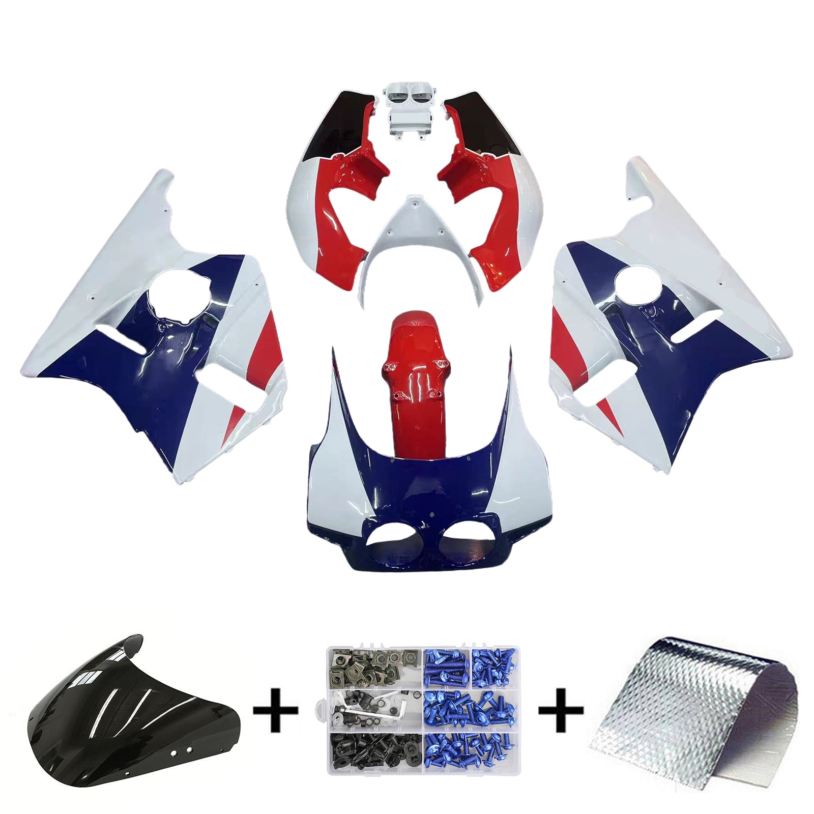 Amotopart 1987-1989 Honda CBR400RR NC23 Fairing Red&Blue Kit