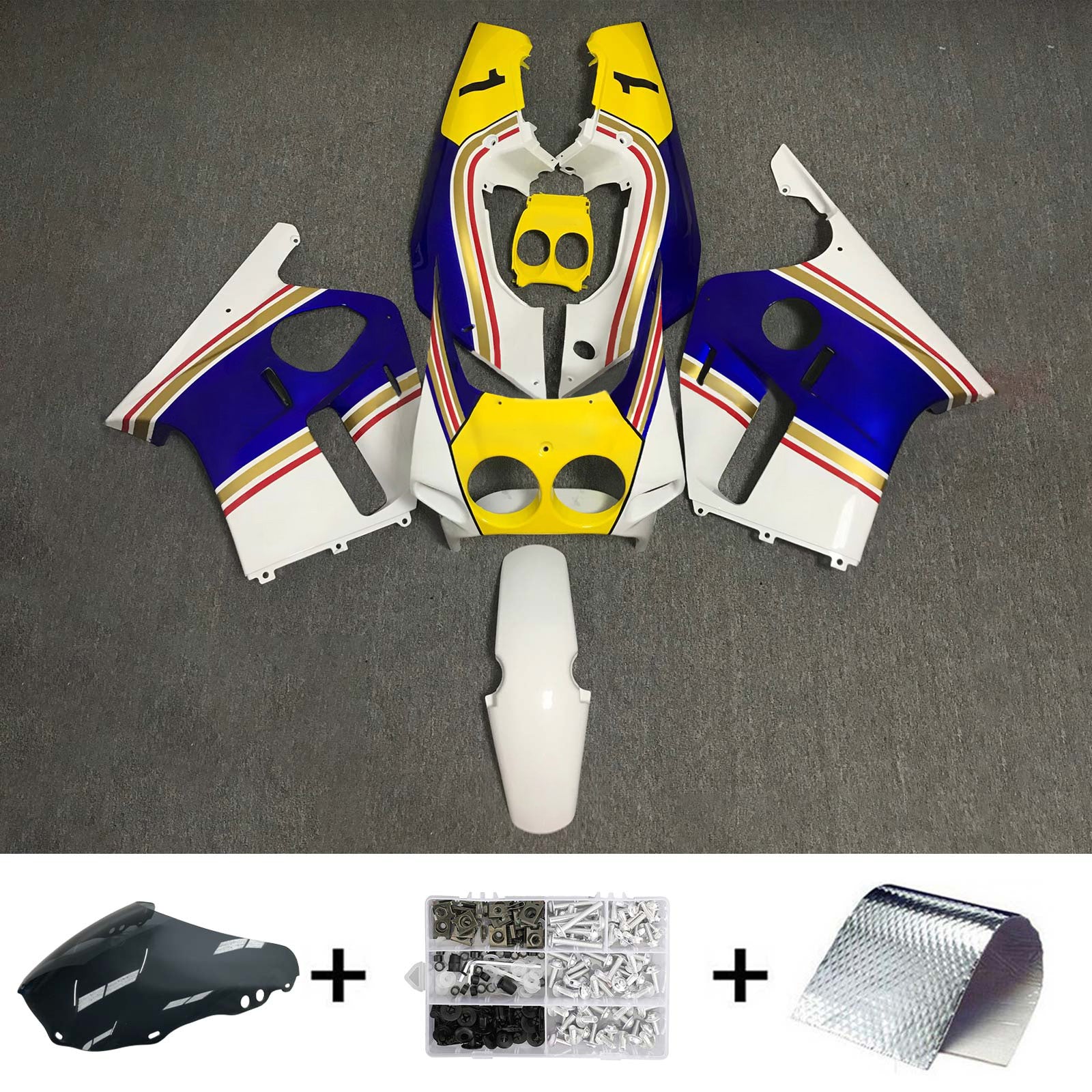 Amotopart 1988-1989 CBR250RR MC19 Honda Yellow&Blue Fairing Kit