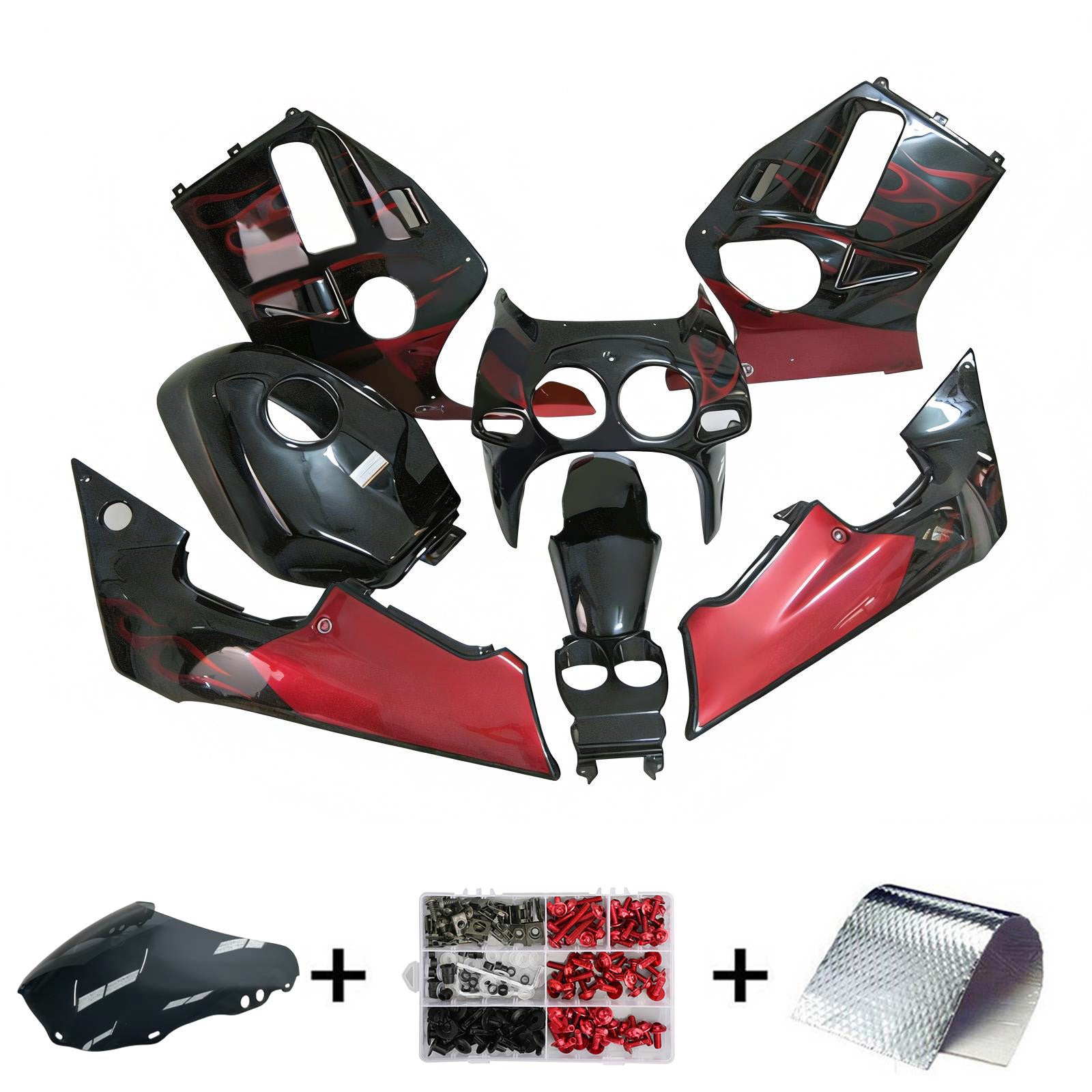 Amotopart 1988-1989 CBR250RR MC19 Honda Red & Black Fairing Kit