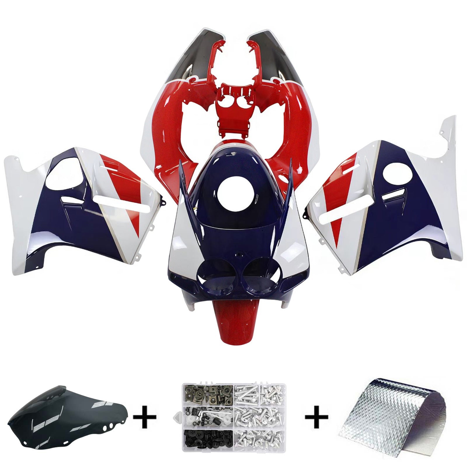 Amotopart 1988-1989 CBR250RR MC19 Honda Red&Blue Fairing Kit
