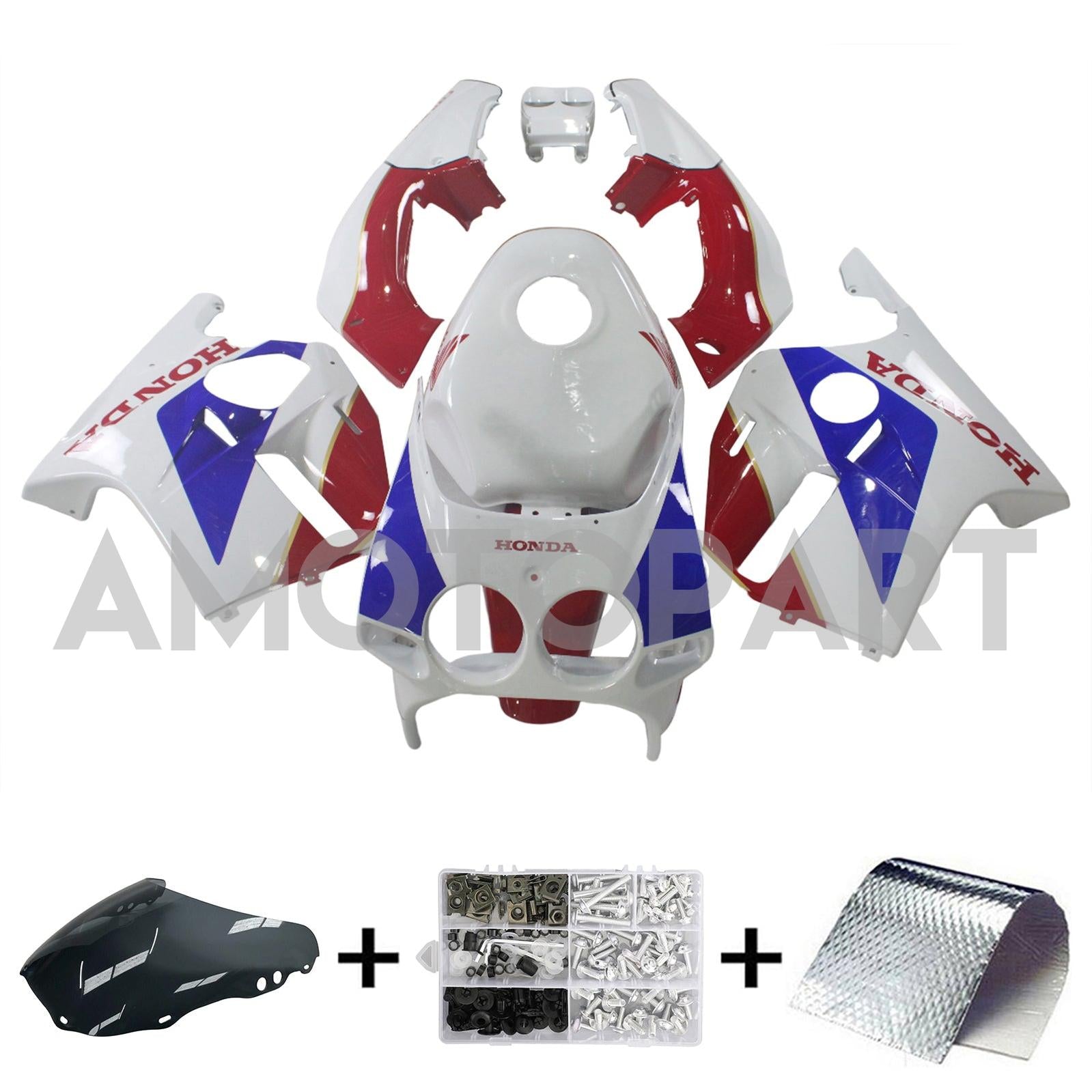 Amotopart 1988-1989 Honda CBR250RR MC19 White Blue Red & Logo Fair Kit