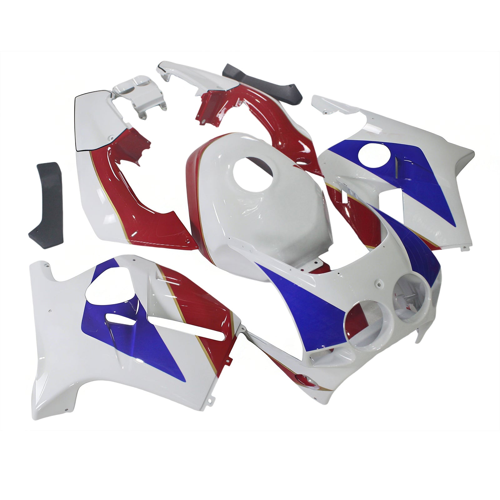 Amotopart 1988-1989 Honda CBR250RR MC19 White Blue Red &Logo Fairing Kit