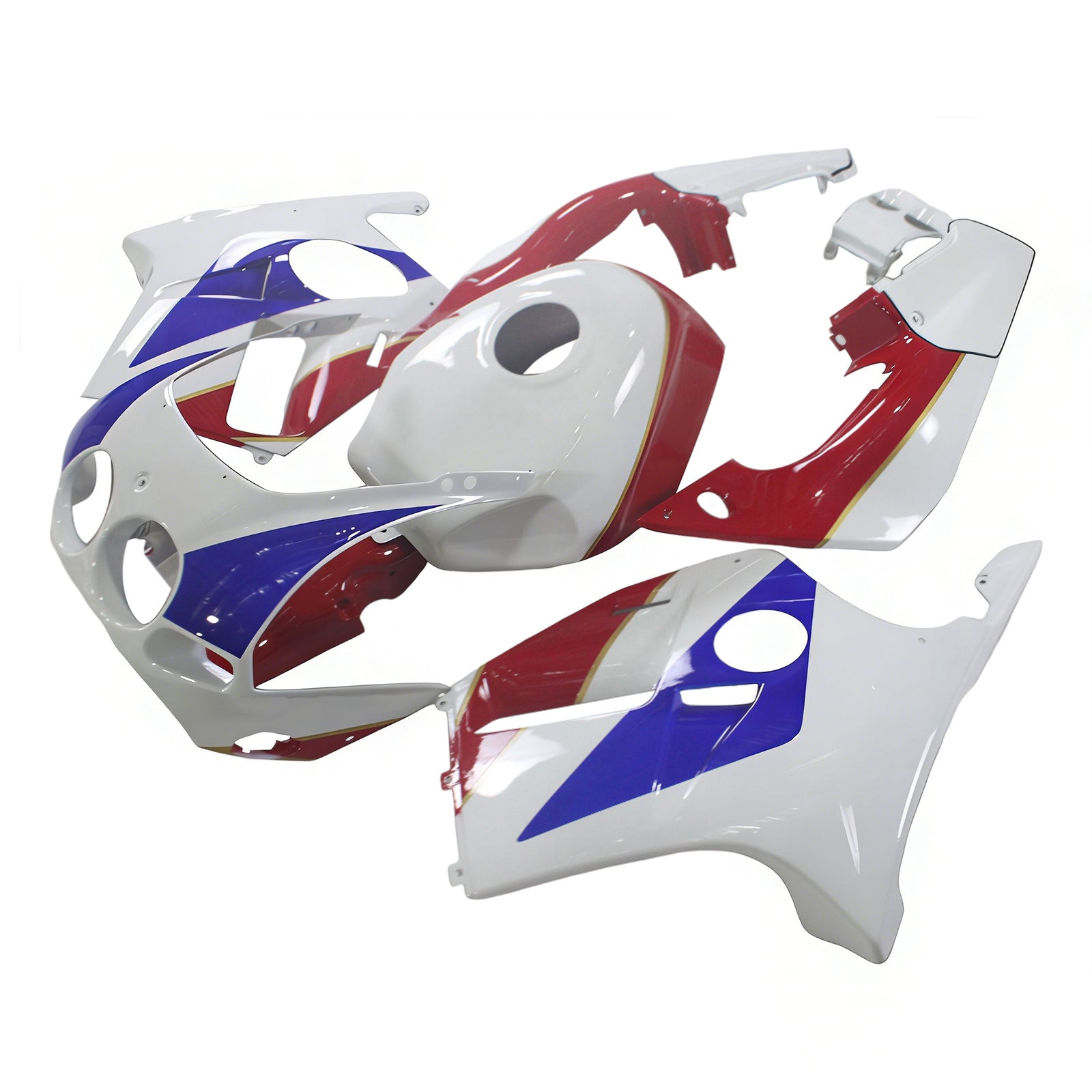 Amotopart 1988-1989 Honda CBR250RR MC19 White Blue Red &Logo Fairing Kit