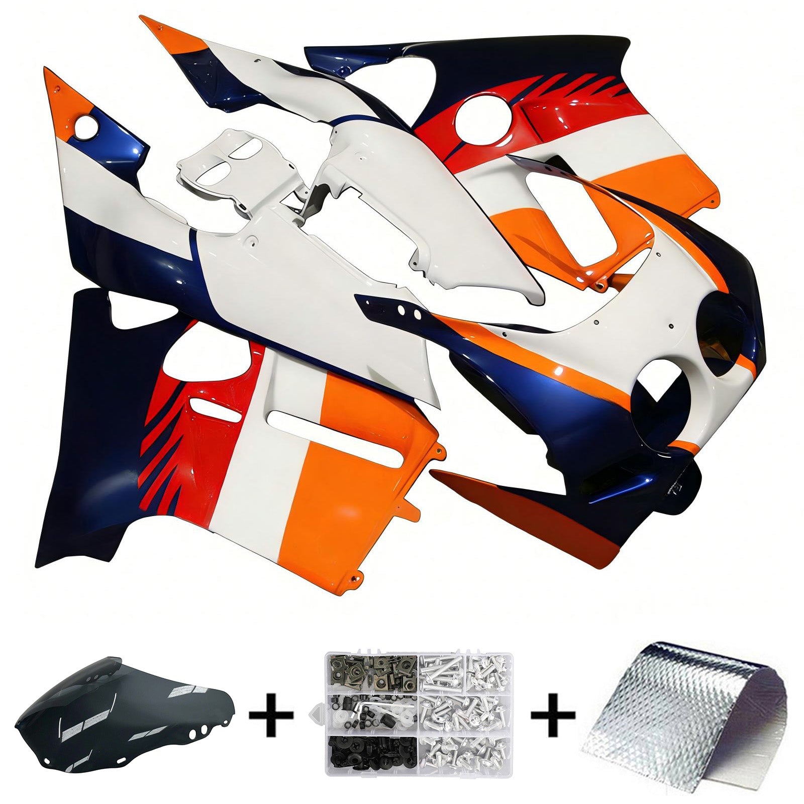 Amotopart 1988-1989 Honda CBR250RR MC19 Kit de carenado naranja blanco