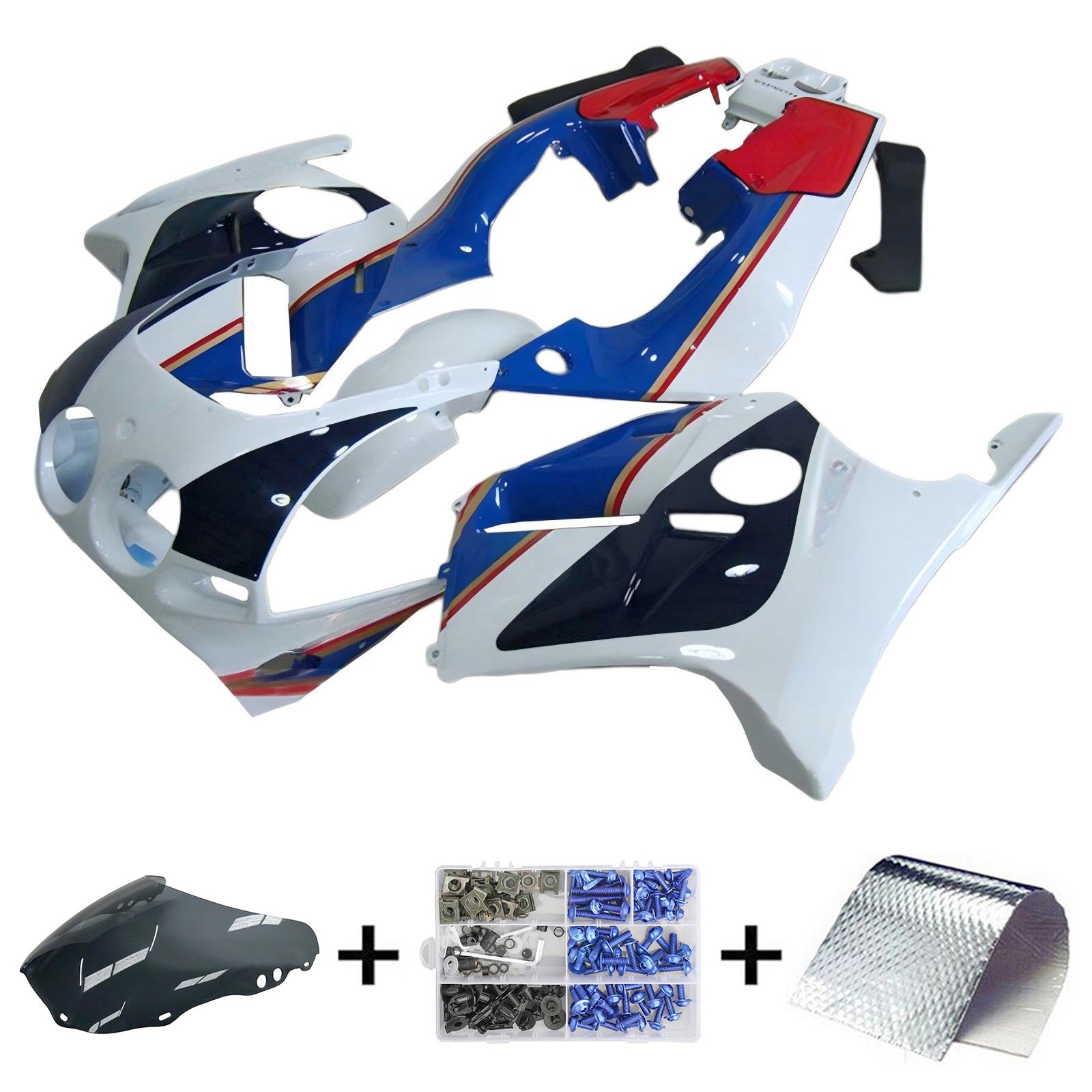Amotopart 1988-1989 Honda CBR250RR MC19 Kit de carenado negro azul blanco