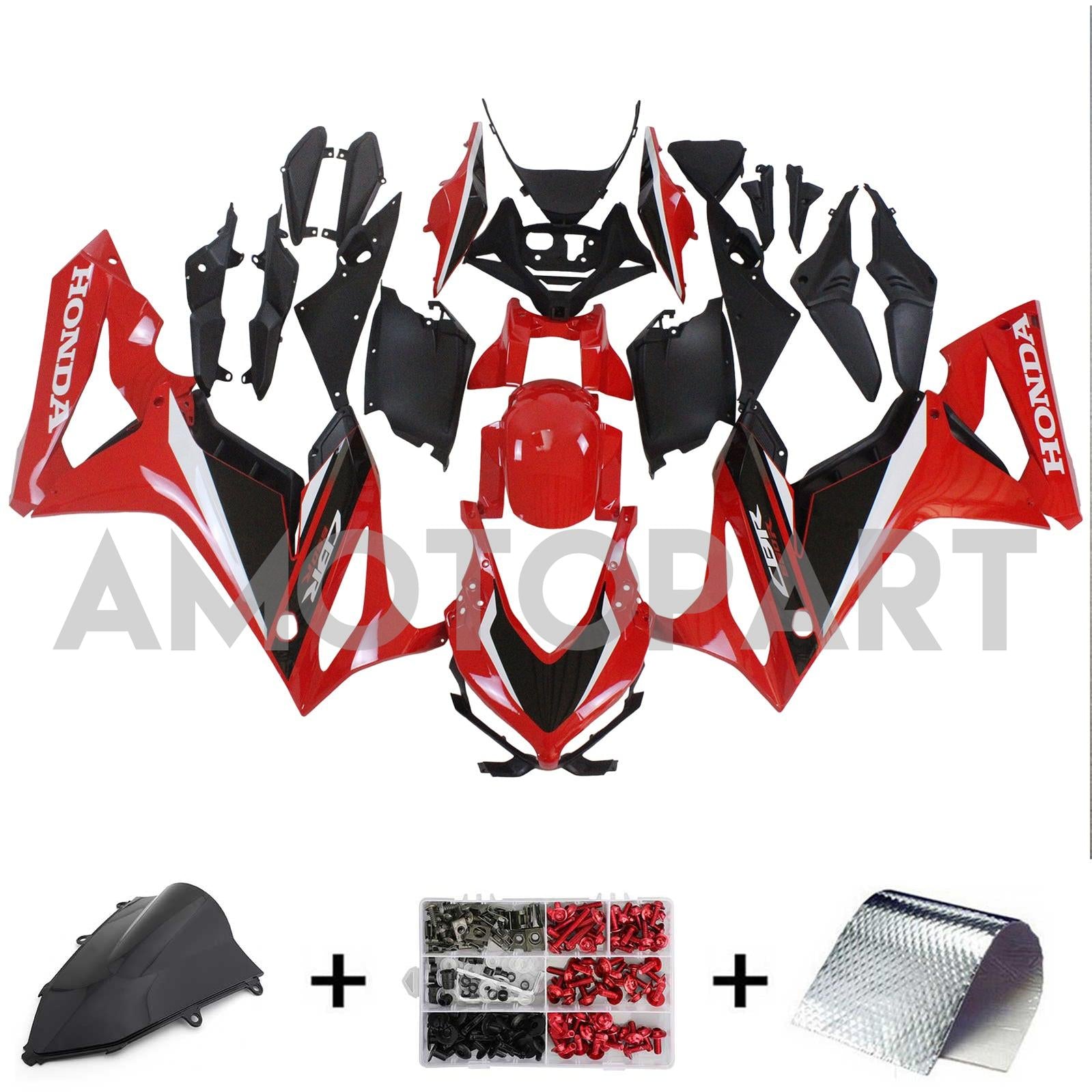 Amotopart 2019-2020 Honda CBR650R Red&Black Fairing Kit