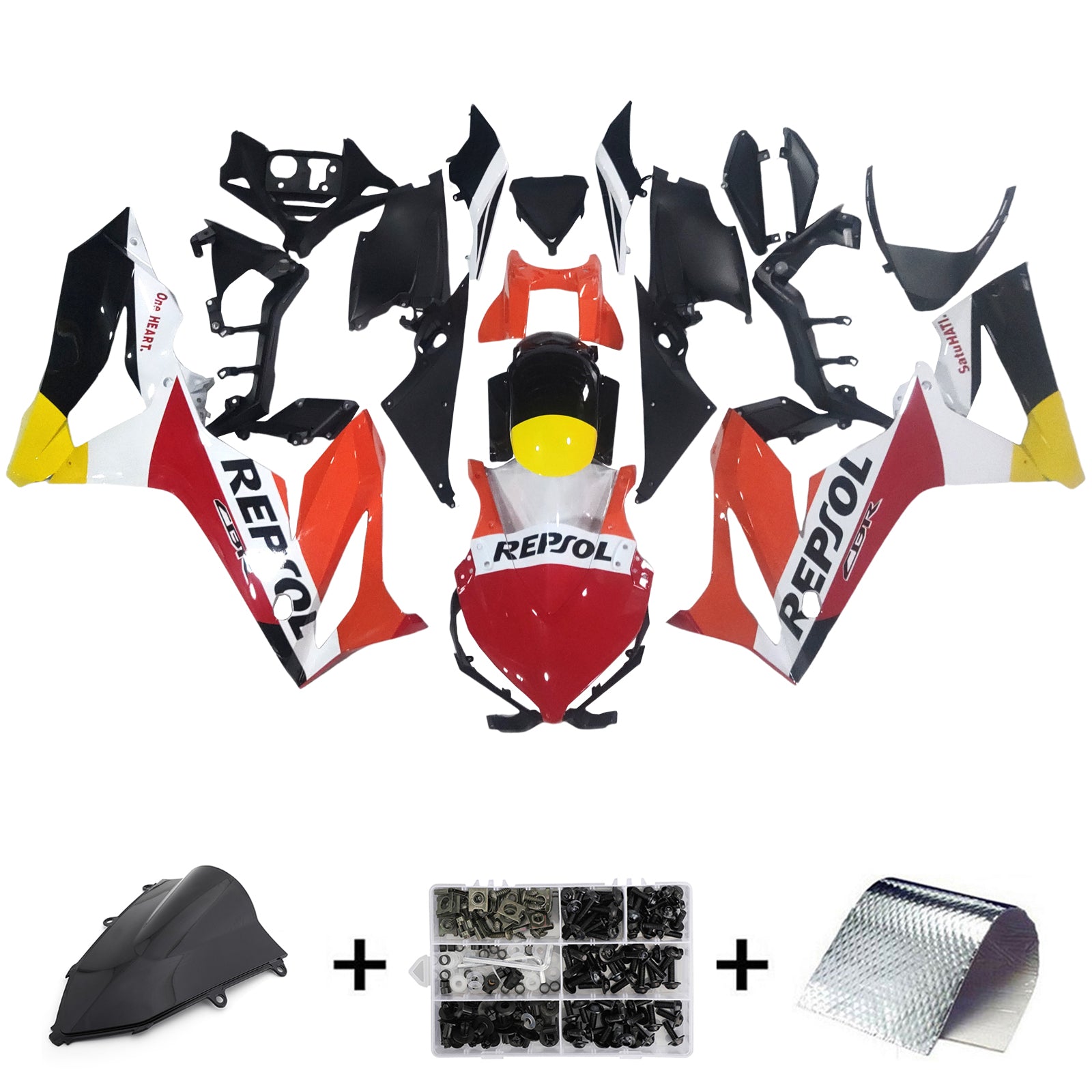 Amotopart 2019-2020 CBR650R Honda Red&Orange Repjol Fairing Kit